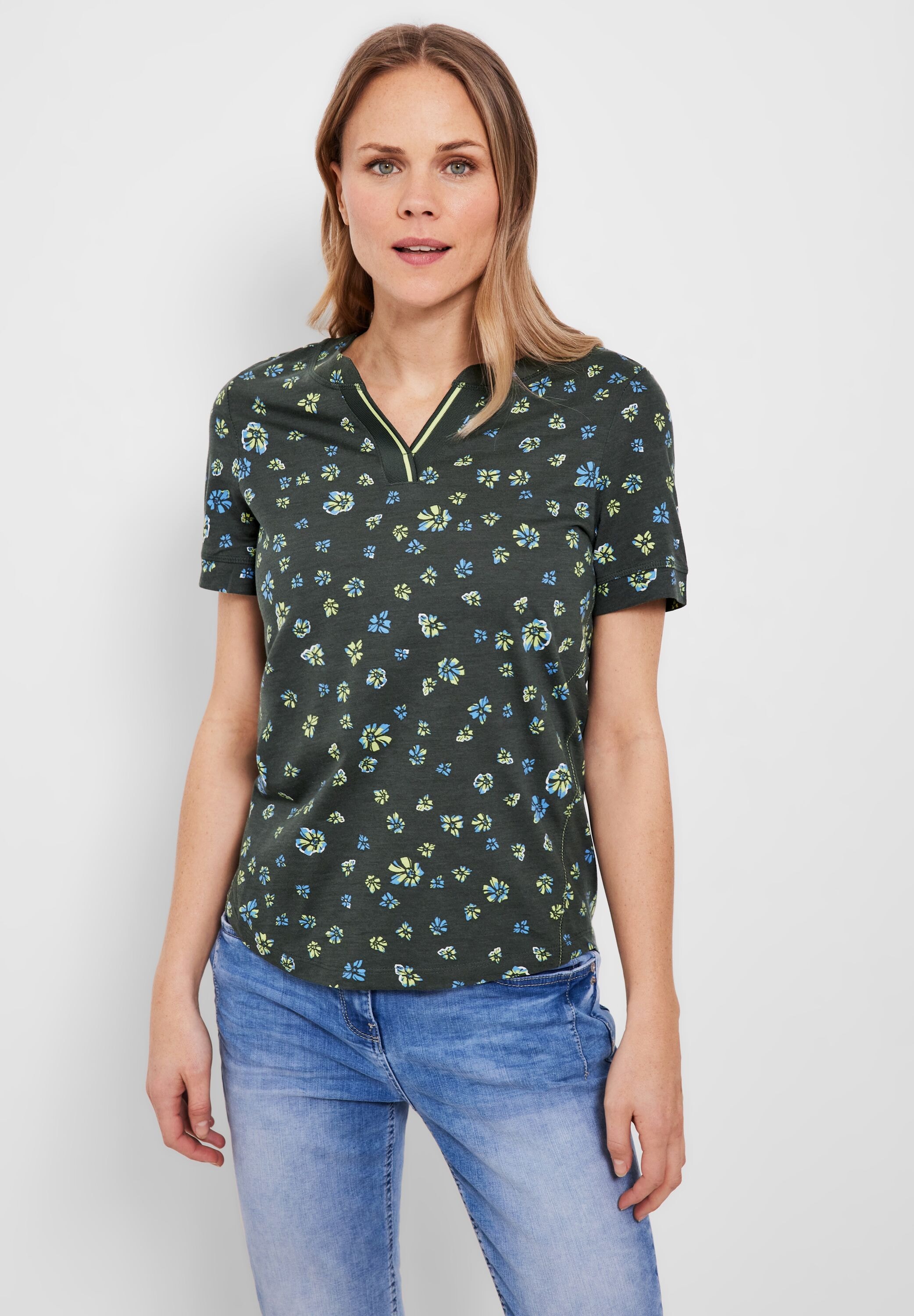 Cecil T-Shirt, geschlitztem | Rundhalsausschnitt kaufen mit BAUR