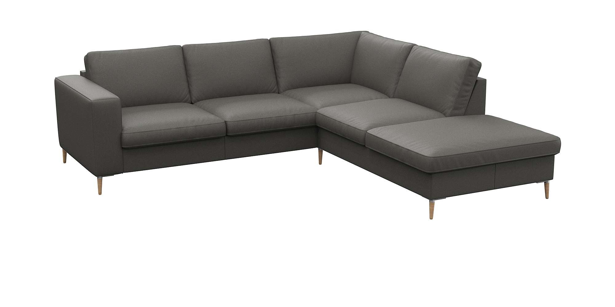 FLEXLUX Ecksofa »Fiore, L-Form«, breite Armlehnen, Füße Alu/Eiche, B/T 241/225 cm, Kaltschaum im Sitz