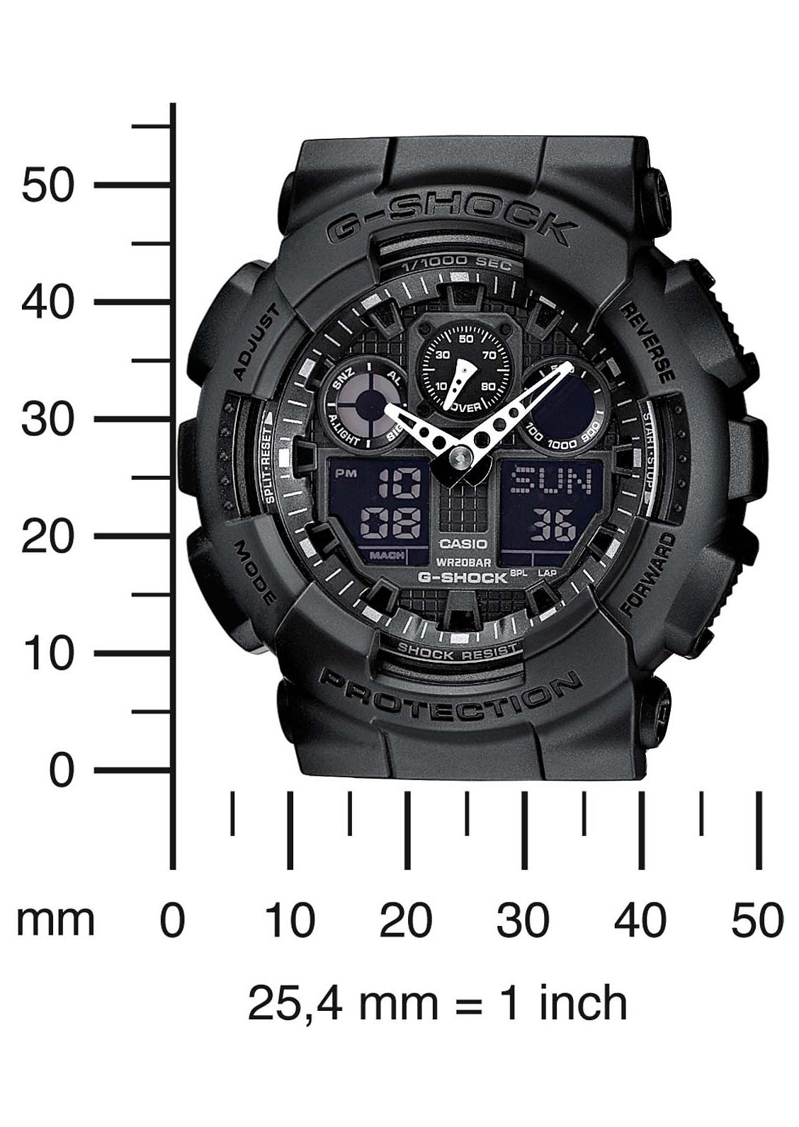 CASIO G-SHOCK Chronograph »GA-100-1A1ER«, Quarzuhr, Armbanduhr, Herrenuhr, digital, bis 20 bar wasserdicht