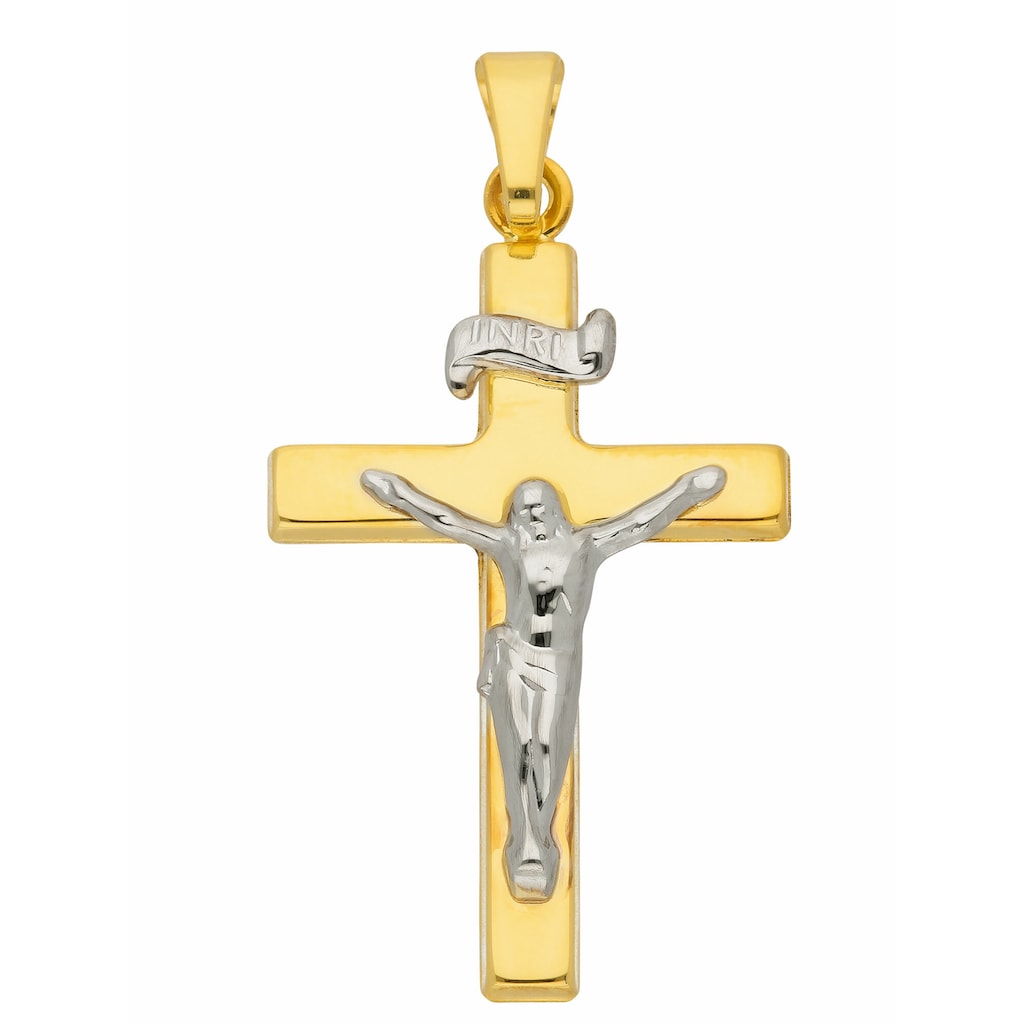 Adelia´s Kettenanhänger »585 Gold Kreuz Anhänger Korpus«, Goldschmuck für Damen & Herren