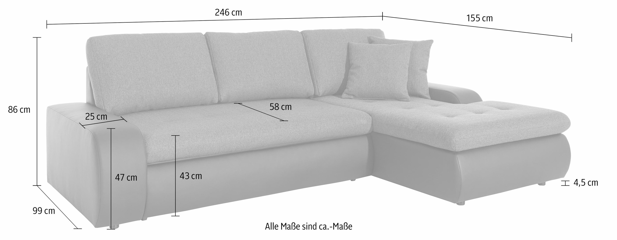 TRENDMANUFAKTUR Ecksofa »Indie, modern und bequem, Materialmix, OTTOs Choice, L-Form«, wahlweise XL oder XXL