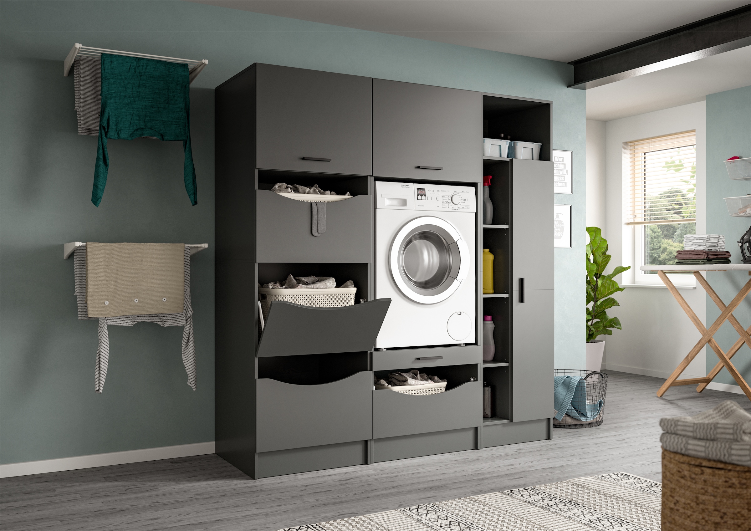 welltime Badmöbel-Set "FALAS, TOPSELLER, 3-teilig, Hauswirtschaftsraum Set, günstig online kaufen