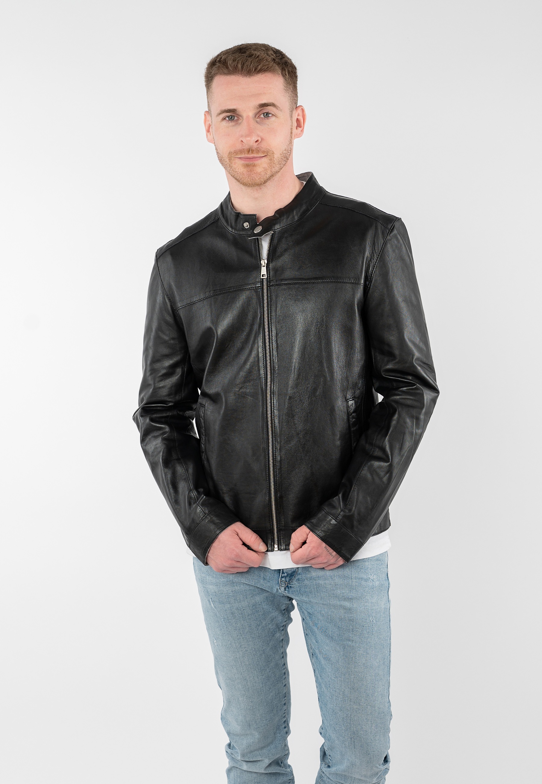 Mauritius Lederjacke "MMOrlando" mit Bikerkragen günstig online kaufen