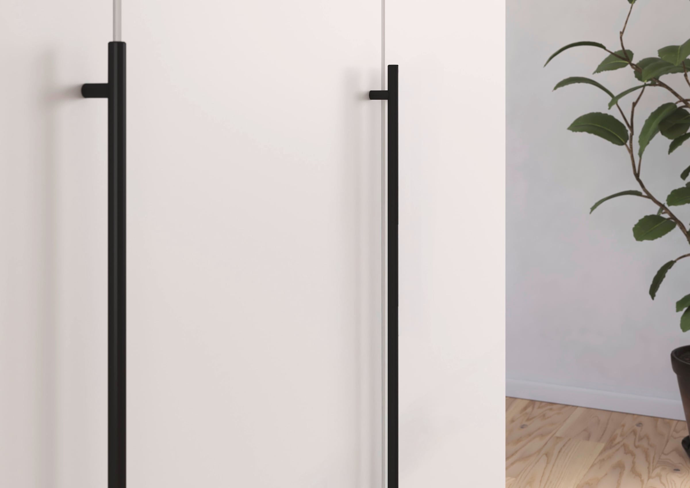 rauch Kleiderschrank, (in 3 verschiedenen Ausstattungen BASIC/CLASSIC/PREMIUM), mit hochwertigen Stangengriffen in Schwarz aus Metall MADE IN GERMANY