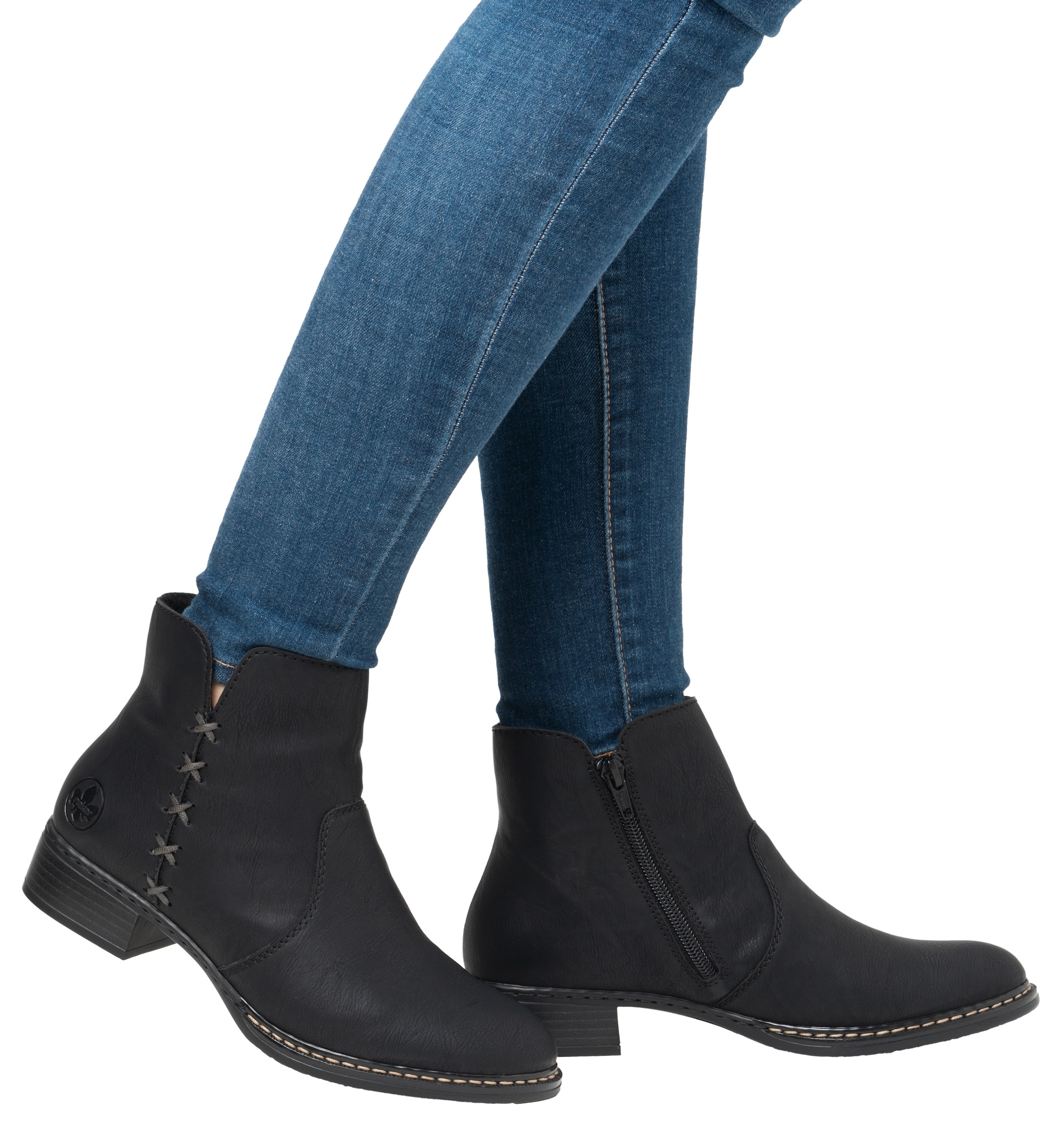 Rieker Stiefelette, Reißverschluss-Stiefelette, Ankelboots mit Blockabsatz