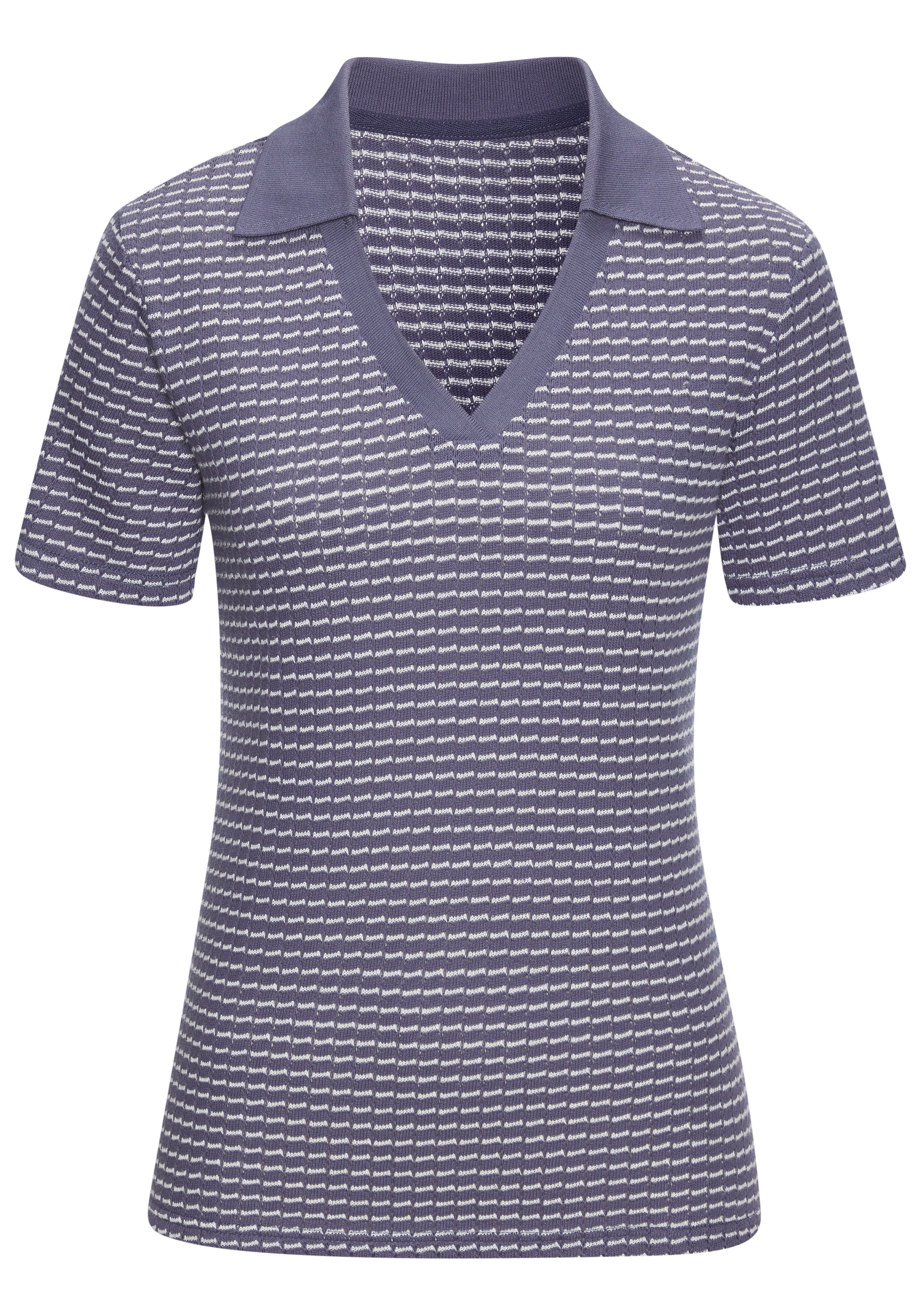 Vivance Knit Polo Shirt Blue-Cream 32/34 4