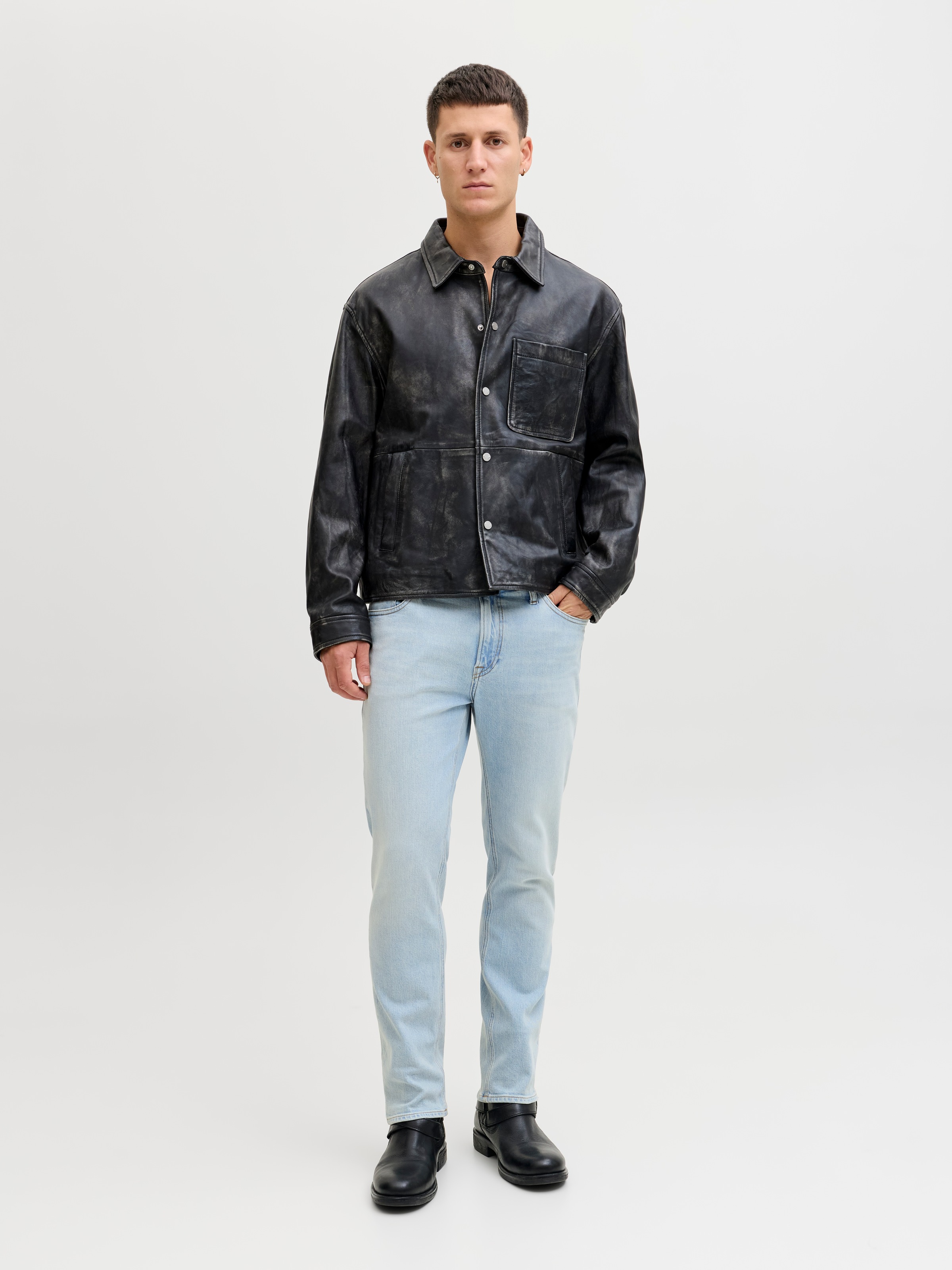 Jack & Jones Regular-fit-Jeans »JJICLARK im Used-Look, Stretchkomfort und niedrige Leibhöhe« Baumwollmischung, regular fit