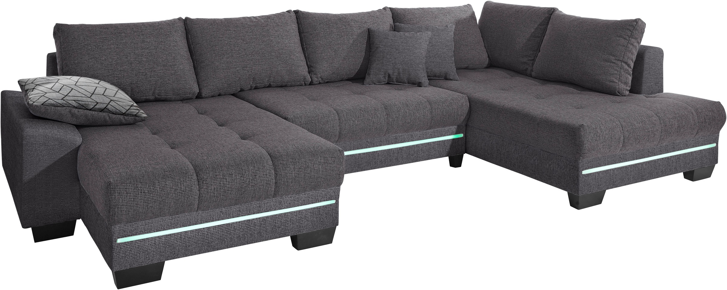 Mr. Couch Wohnlandschaft "Nikita U-Form", Wahlweise mit Kaltschaum (140kg Belastung/Sitz), mit RGB-Beleuchtung