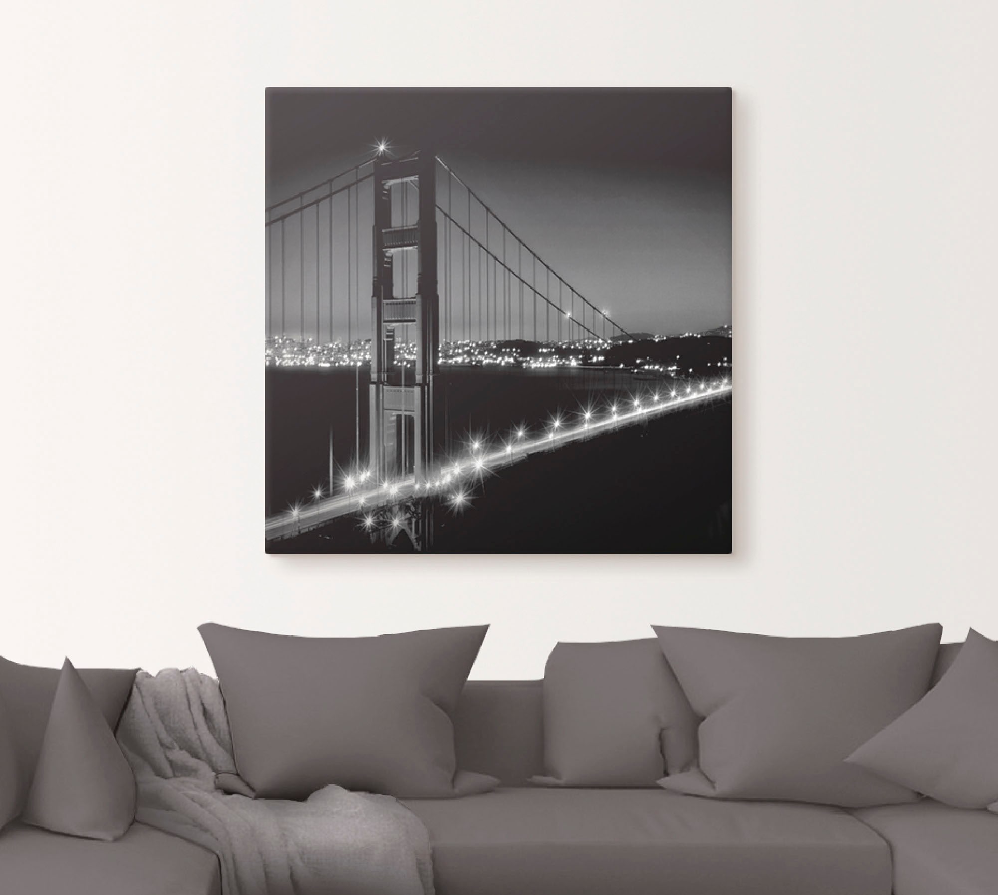 Artland Leinwandbild »Golden Gate Bridge am Abend I«, Amerika, (1 St.), auf Keilrahmen gespannt