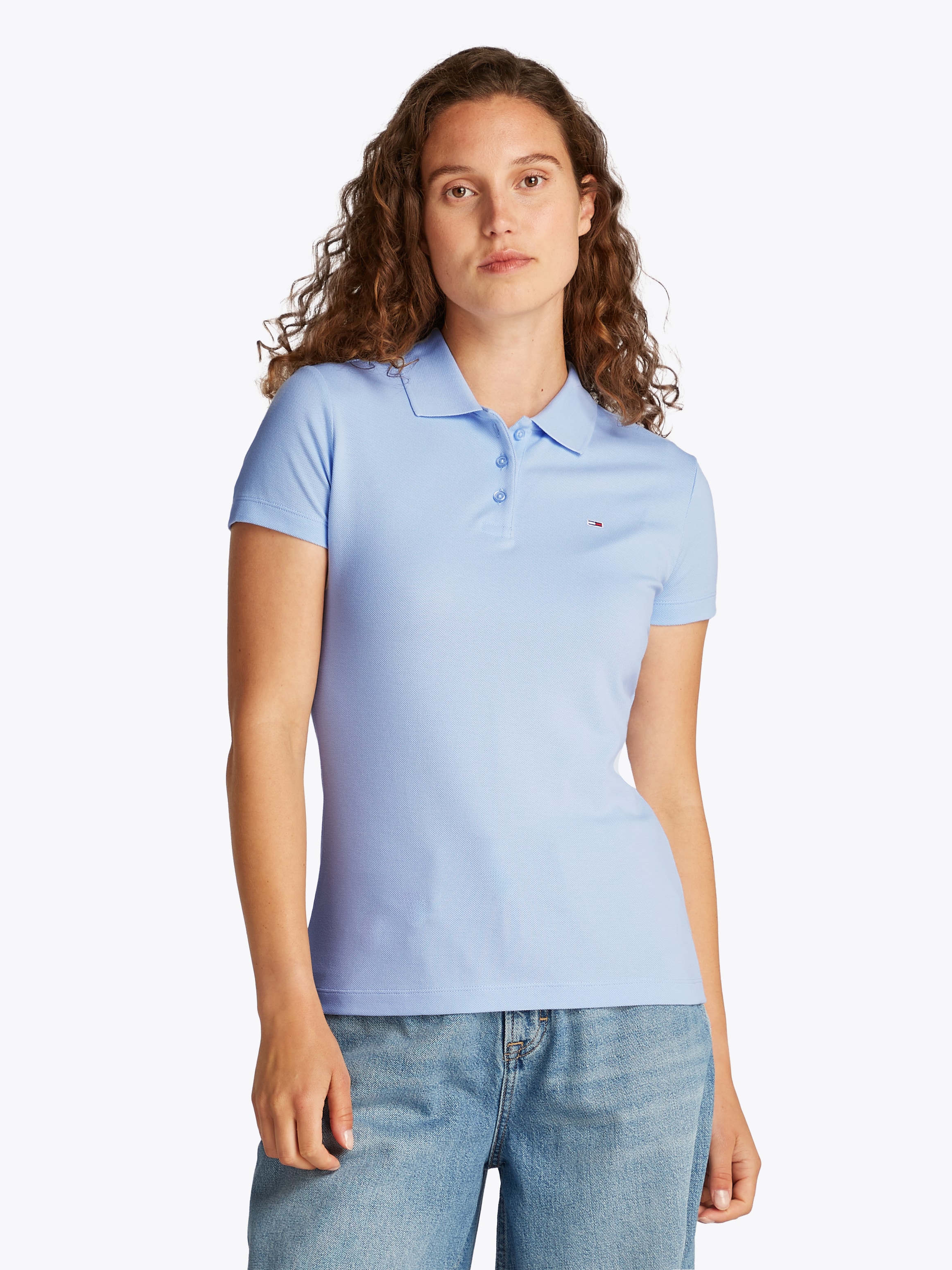 Tommy Jeans Poloshirt »TJW SLIM ESSENTIAL POLO SS«, mit Logostickerei