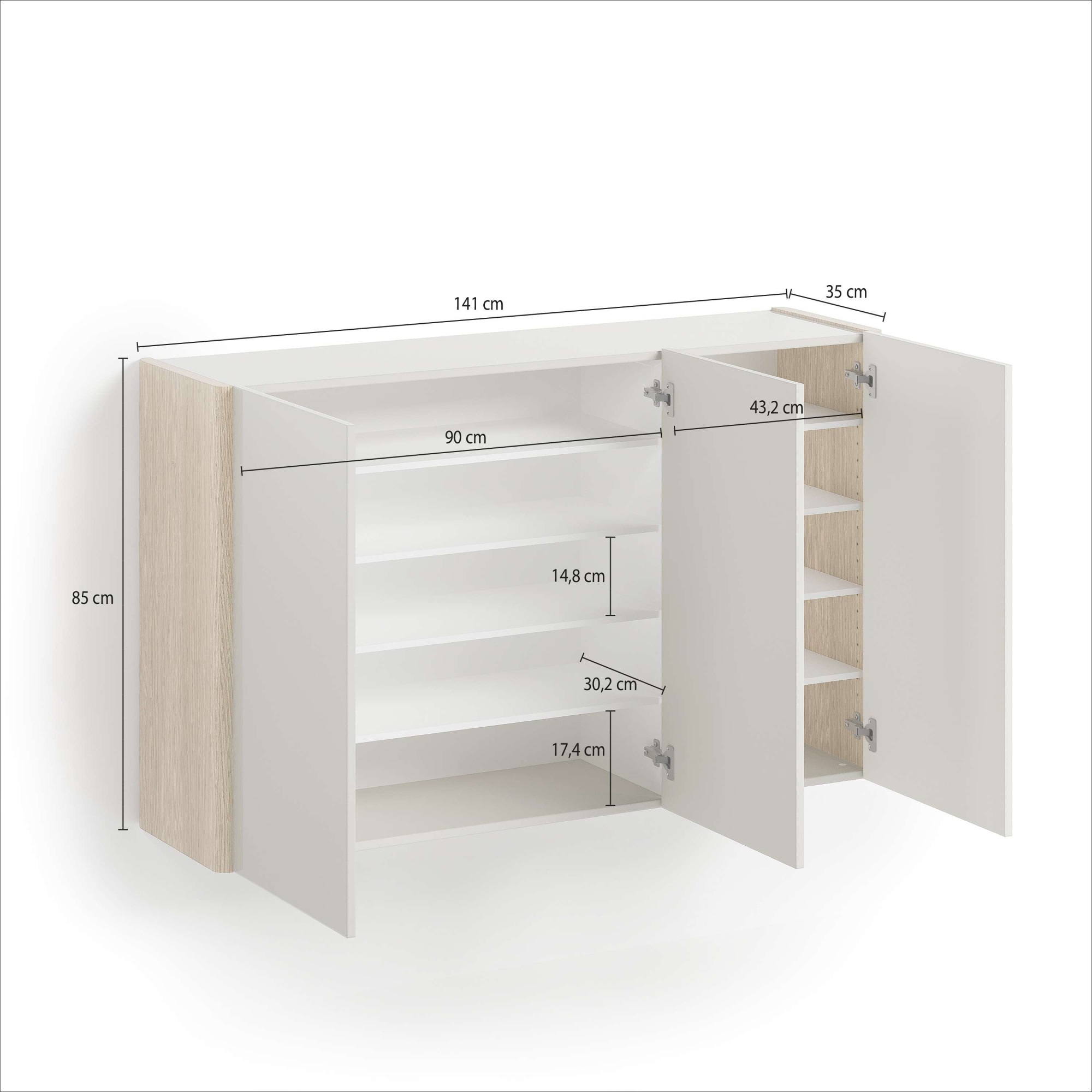 Home affaire Hängeschuhschrank »DILLON, Schuhschrank,Schuhkommode, Schuhregal, Schuhkipper« 1 Stk. tlg. Breite 141 cm, hängend, 3 Türen, Hochglanz lackiert, Made in Italy