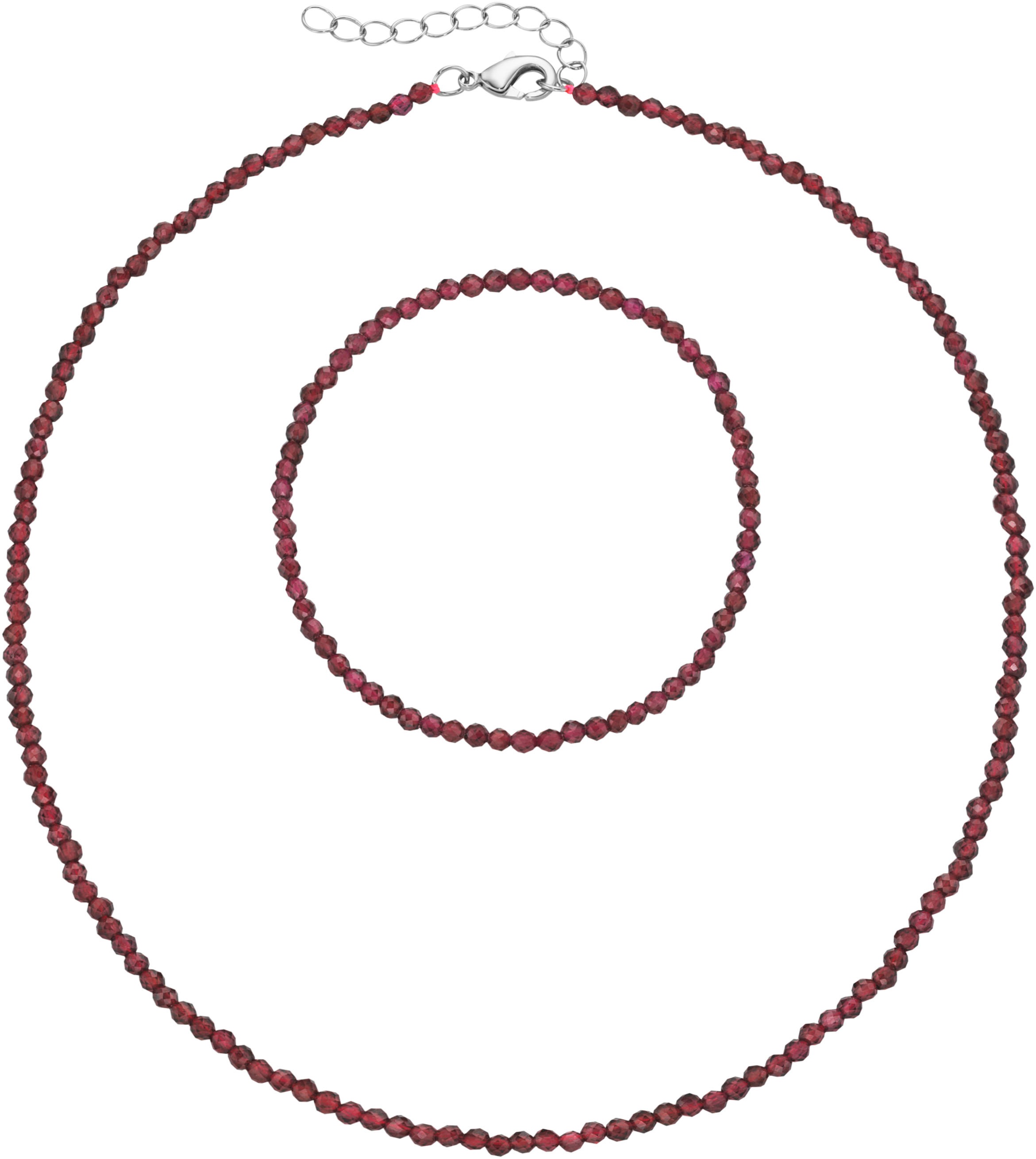 Ketten und Armband Set FIRETTI "Multipack Schmuck Geschenk Armkette Halskette", bunt (silberfarben, rot, rot), Schmuck_Sets, Damen, Elasthan, Messing,