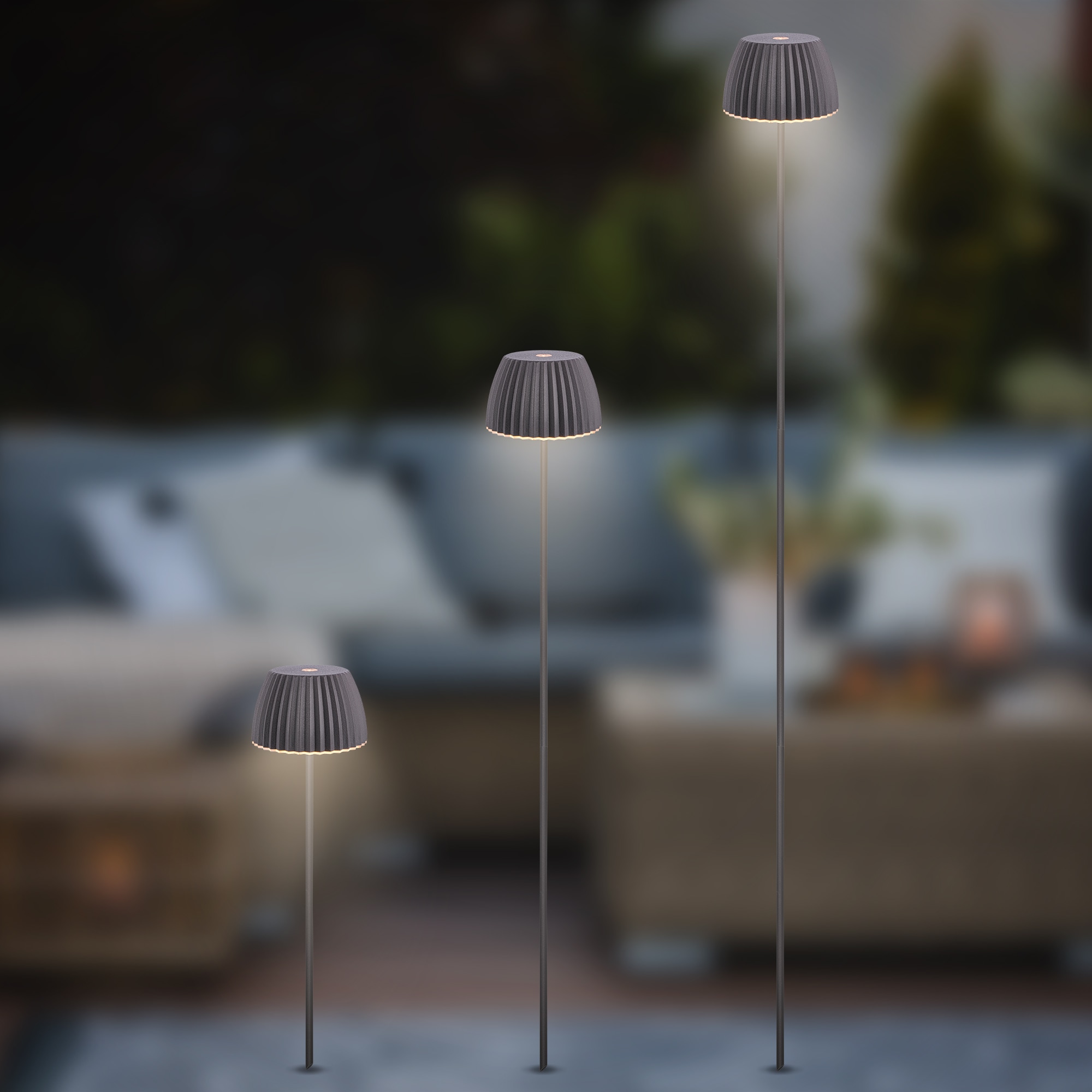 Briloner Leuchten LED Außen-Tischleuchte »RIFFLE« LED-Modul 1 Stk. Warmweiß 8,5x80,5 cm, Akku tauschbar, Outdoor, Balkon, Terrasse