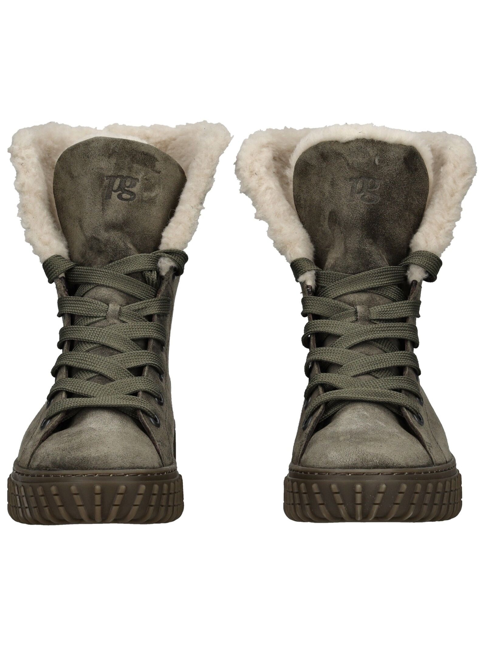 Paul Green Schnürstiefelette Veloursleder Olive 39 2