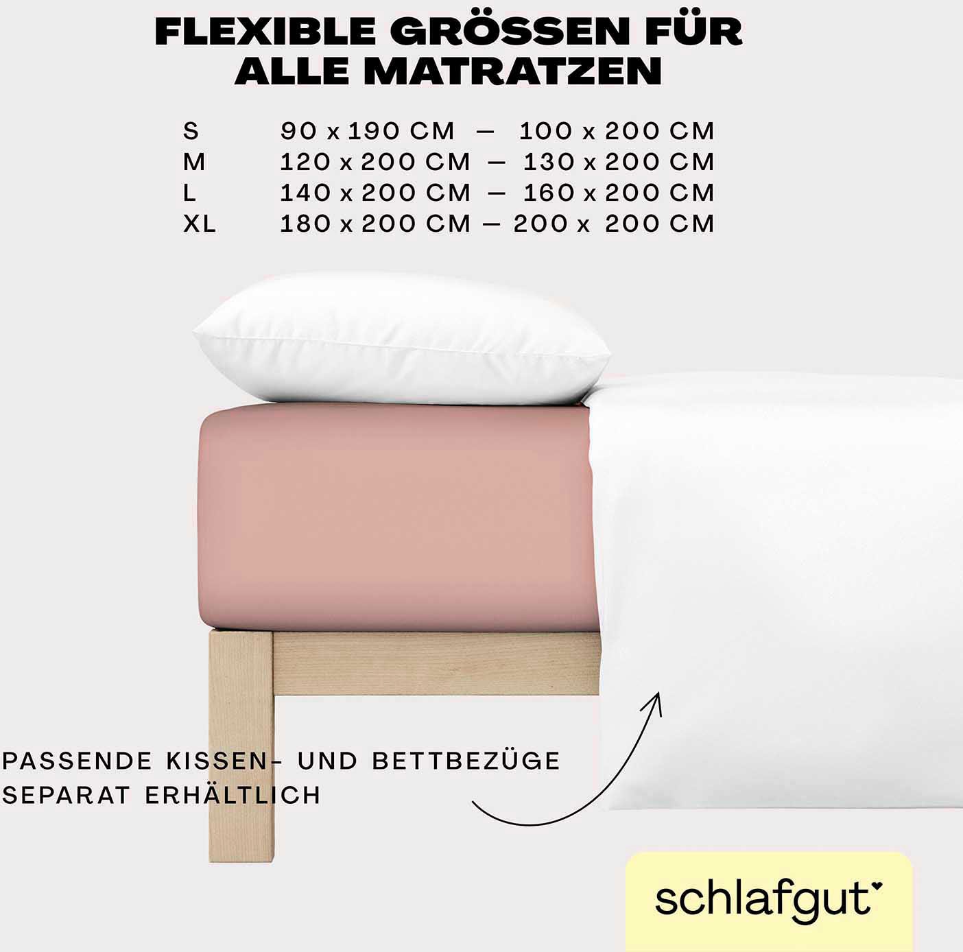 Schlafgut Spannbettlaken »EASY aus 100% Baumwolle, weich & saugfähig, Marken-Bettlaken«, für Matratzen bis 22 cm Höhe, in 90x200, 140x200 oder 180x200 cm