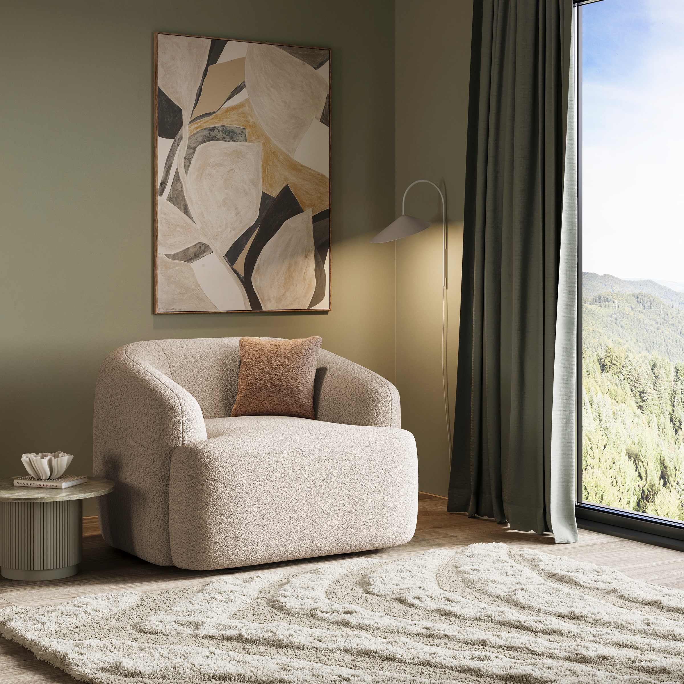 Home affaire Sessel "Nergal, B/T/H, 120/110/81 cm" Großer Sessel mit Wellen günstig online kaufen