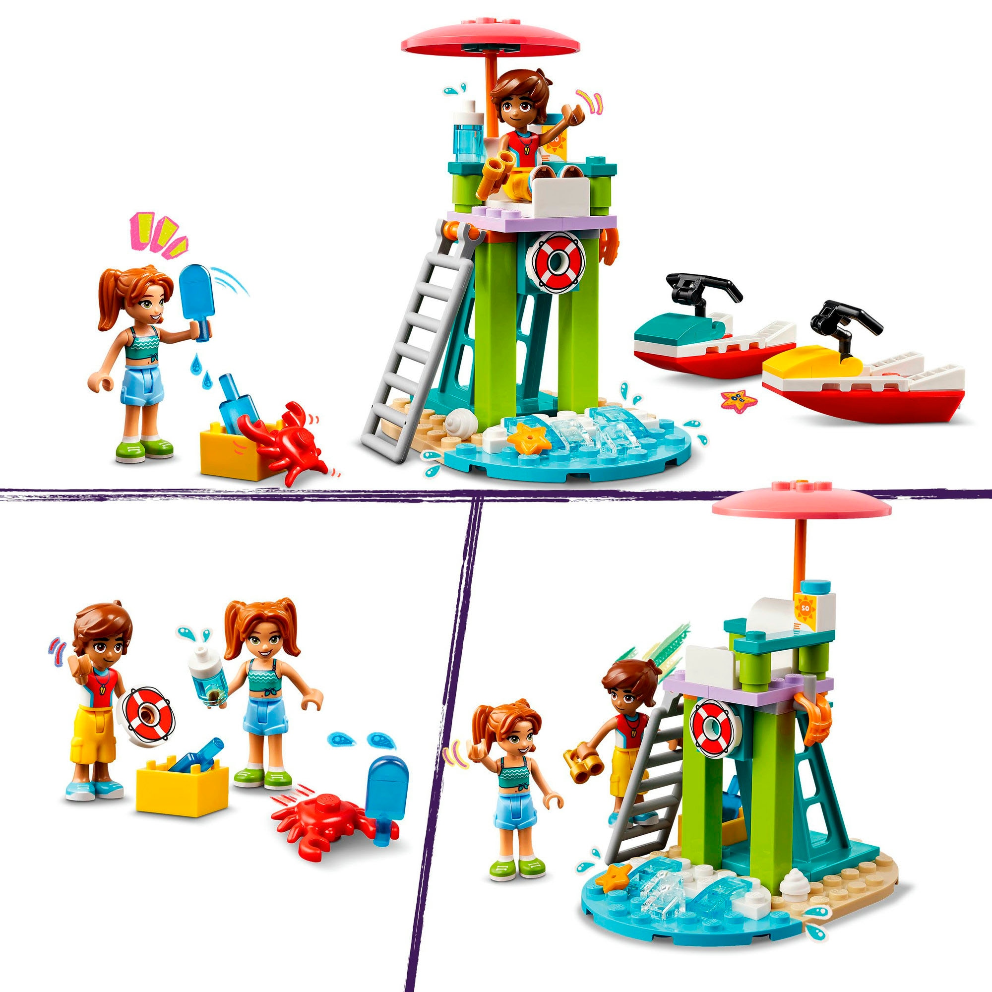 LEGO® Konstruktionsspielsteine »Rettungsschwimmer Aussichtsturm mit Jetskis (42623), LEGO Friends«, (84 St.), Made in Europe