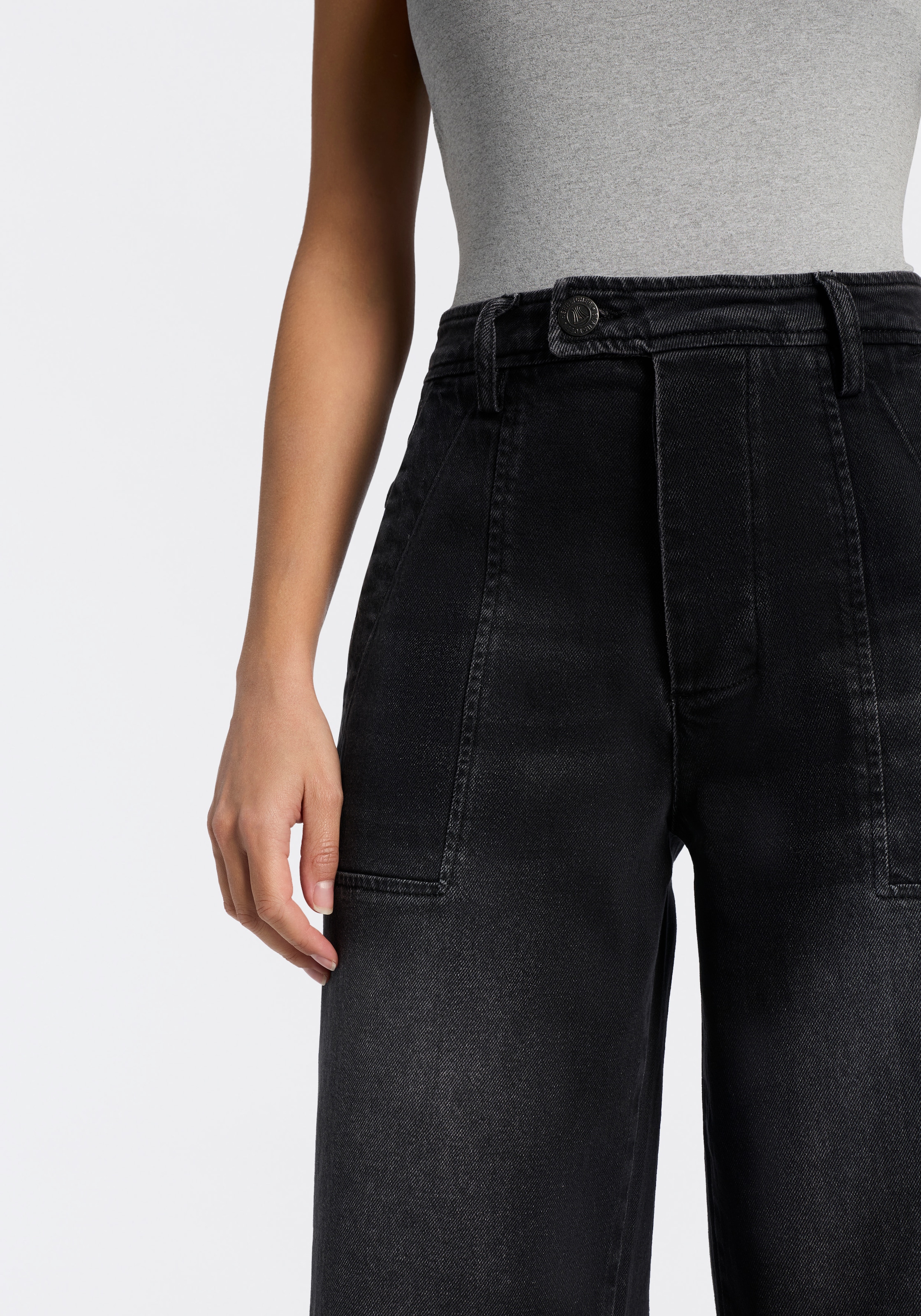 Herrlicher Loose-fit-Jeans »Soul II Denim Black« in 7/8-Länge, hoher Bund