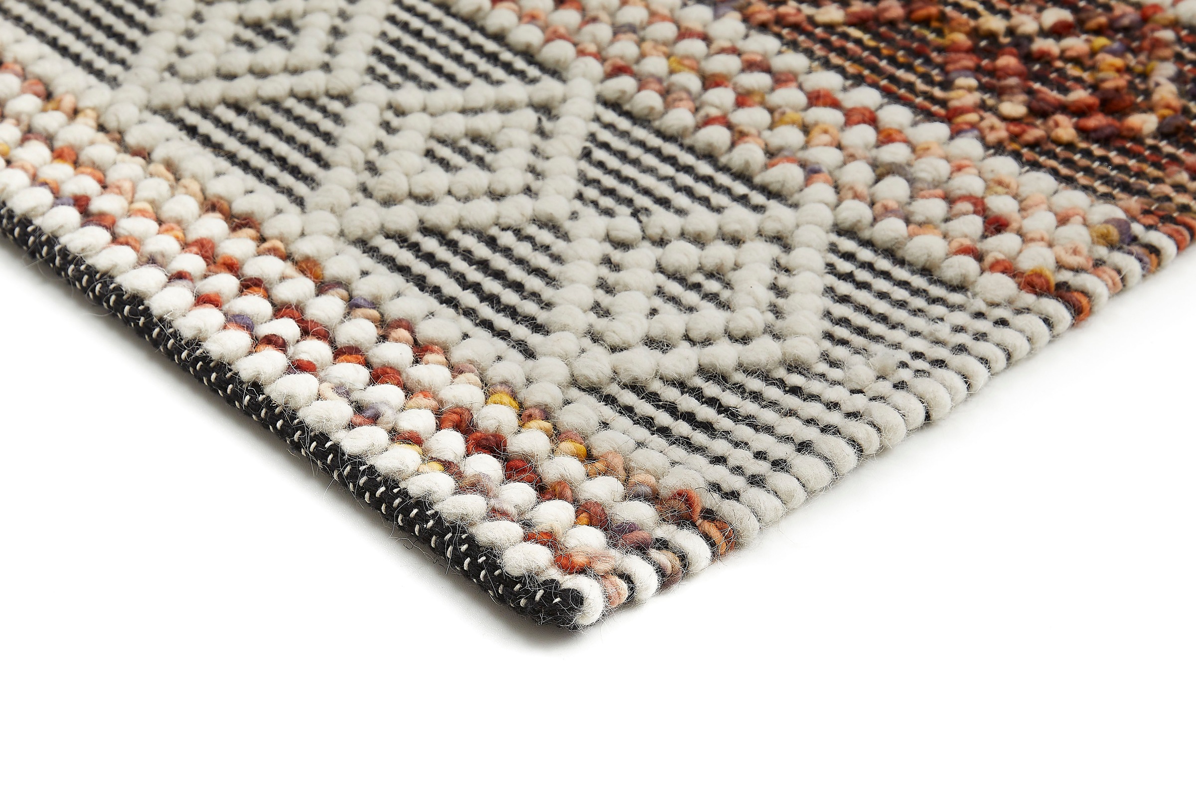 LUXOR living Wollteppich »Aalborg«, rechteckig, 10 mm Höhe, Handweb Teppich, reine Wolle, handgewebt, Rauten Design