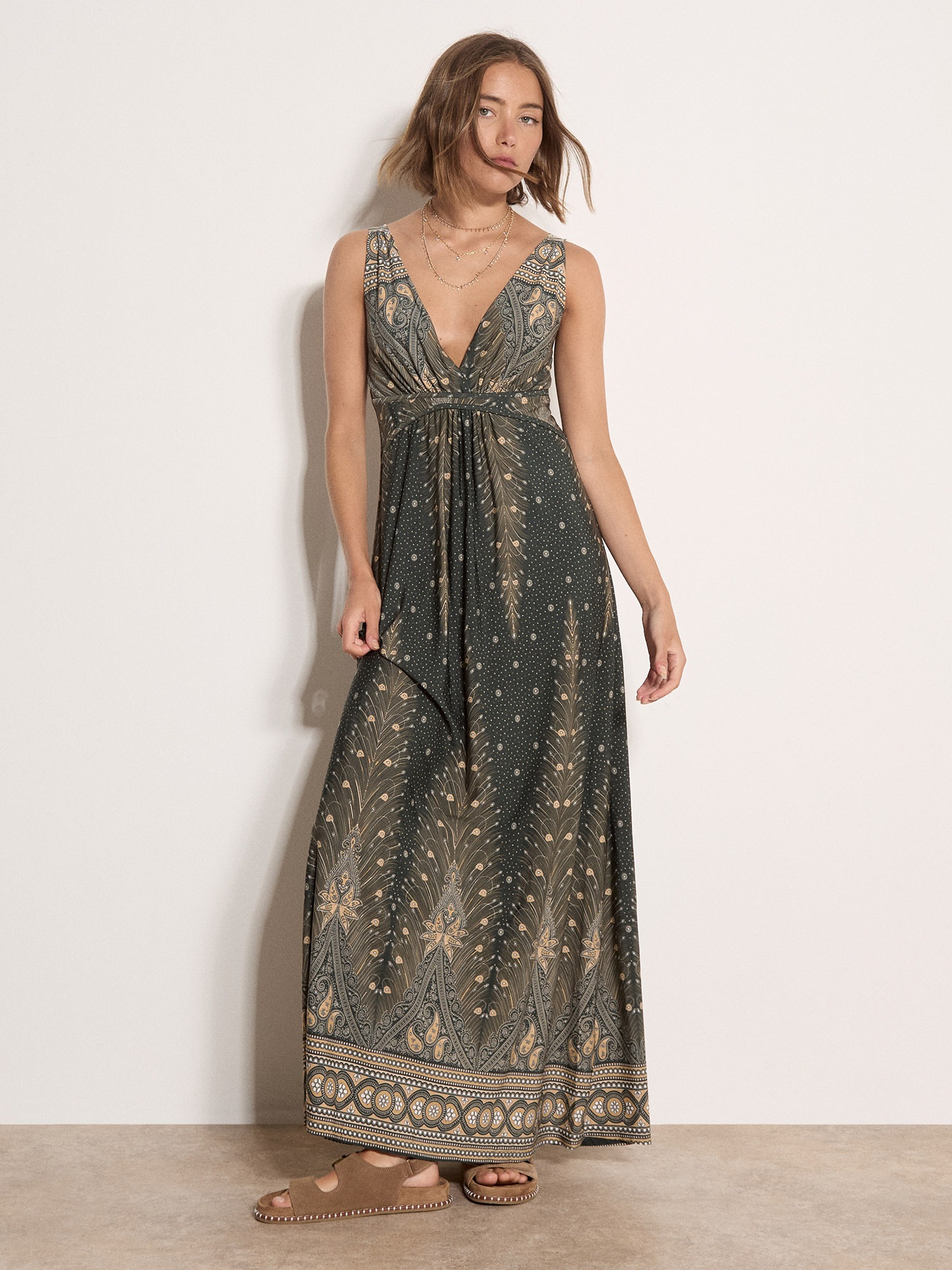 Apricot Maxikleid "Paisley-Maxikleid" mit Taillenband