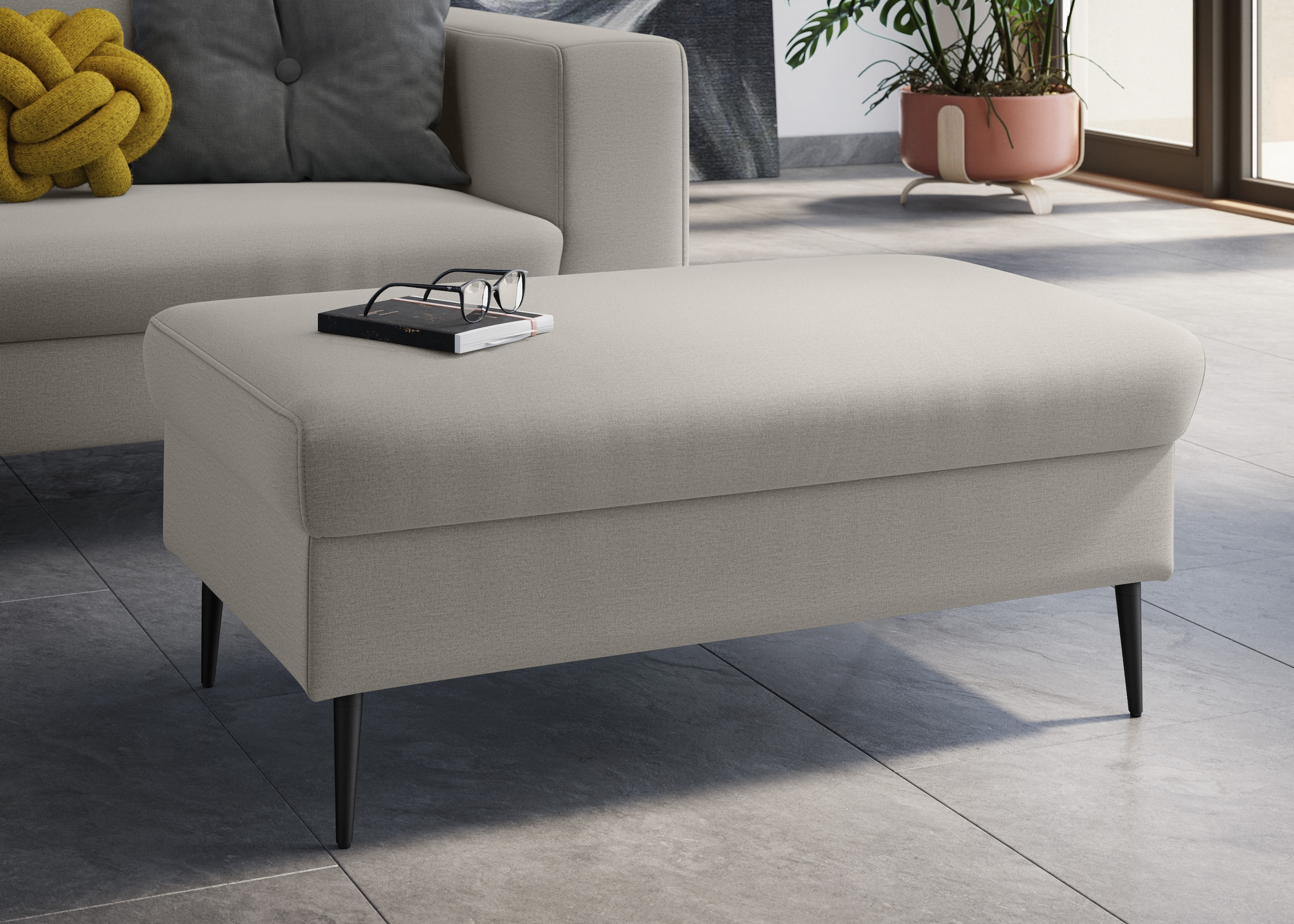 DOMO collection Sitzhocker "Modica" Auch in Cord, Fußhöhe passend für gängige Saugroboter