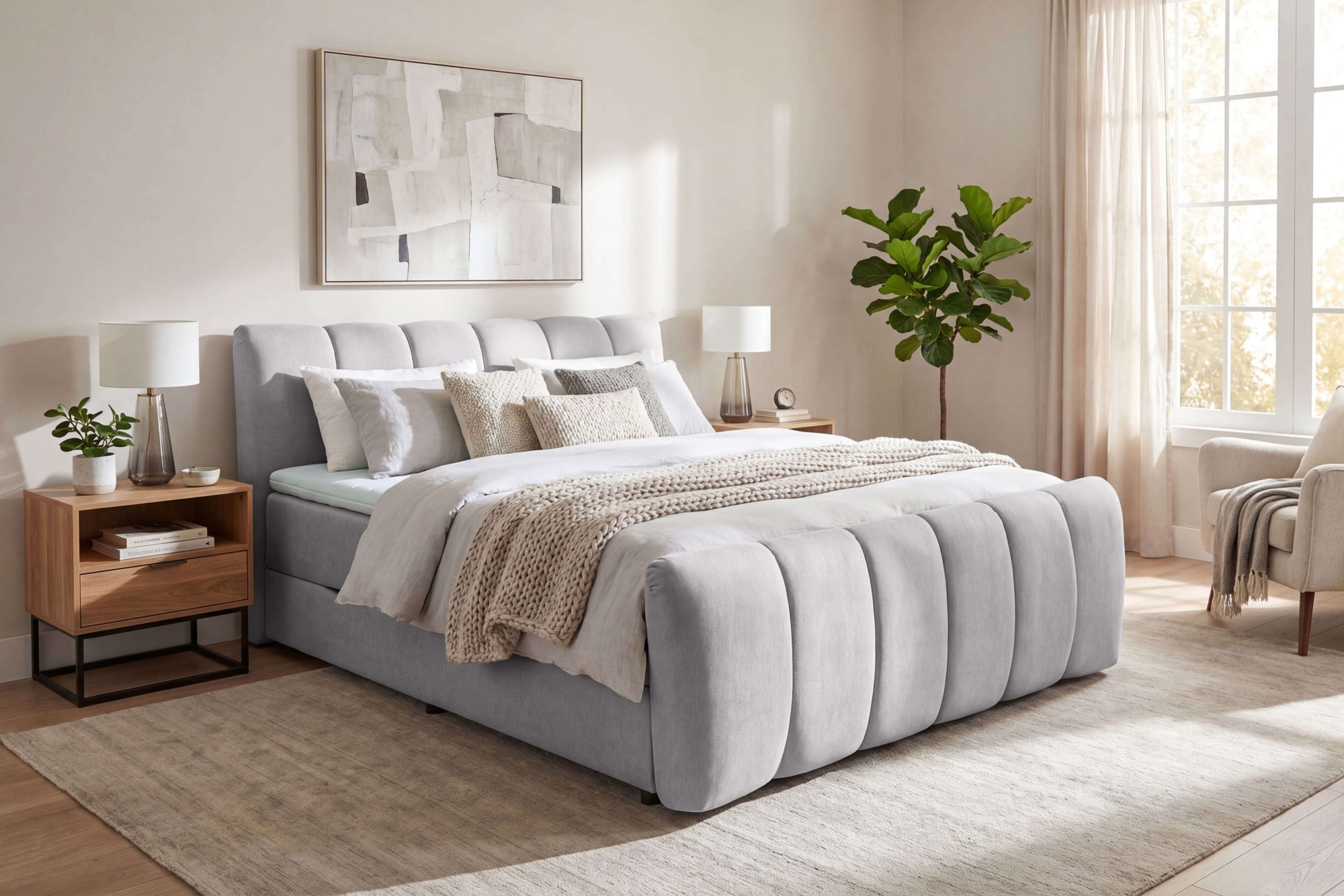 OTTO home Boxbett "DORA, Doppelbett inkl. Bettkasten, Federkernbett, Breiten: 160, 180 cm" Boxbett: 5-Z-Taschenfederkern im Unterbau, Härtegrad 3, inkl. Topper