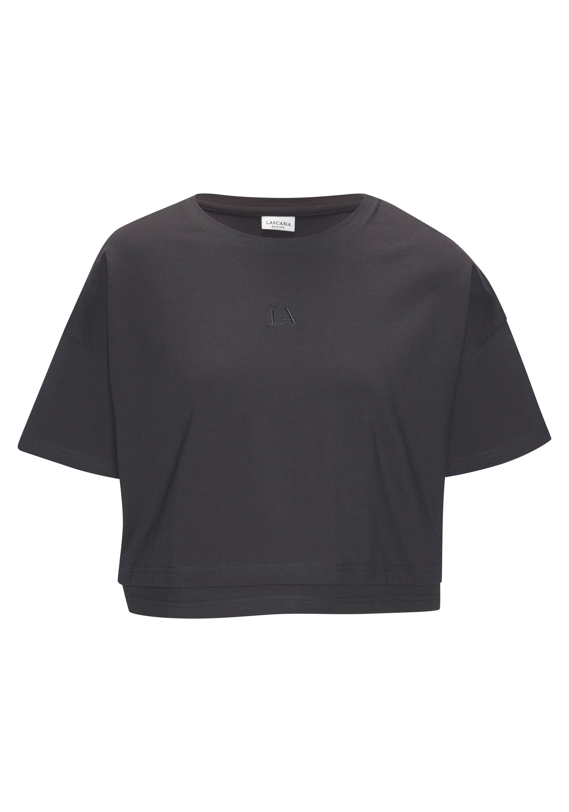 LASCANA Kurzarmshirt, mit kastigem Schnitt und Lagen-Look günstig online kaufen