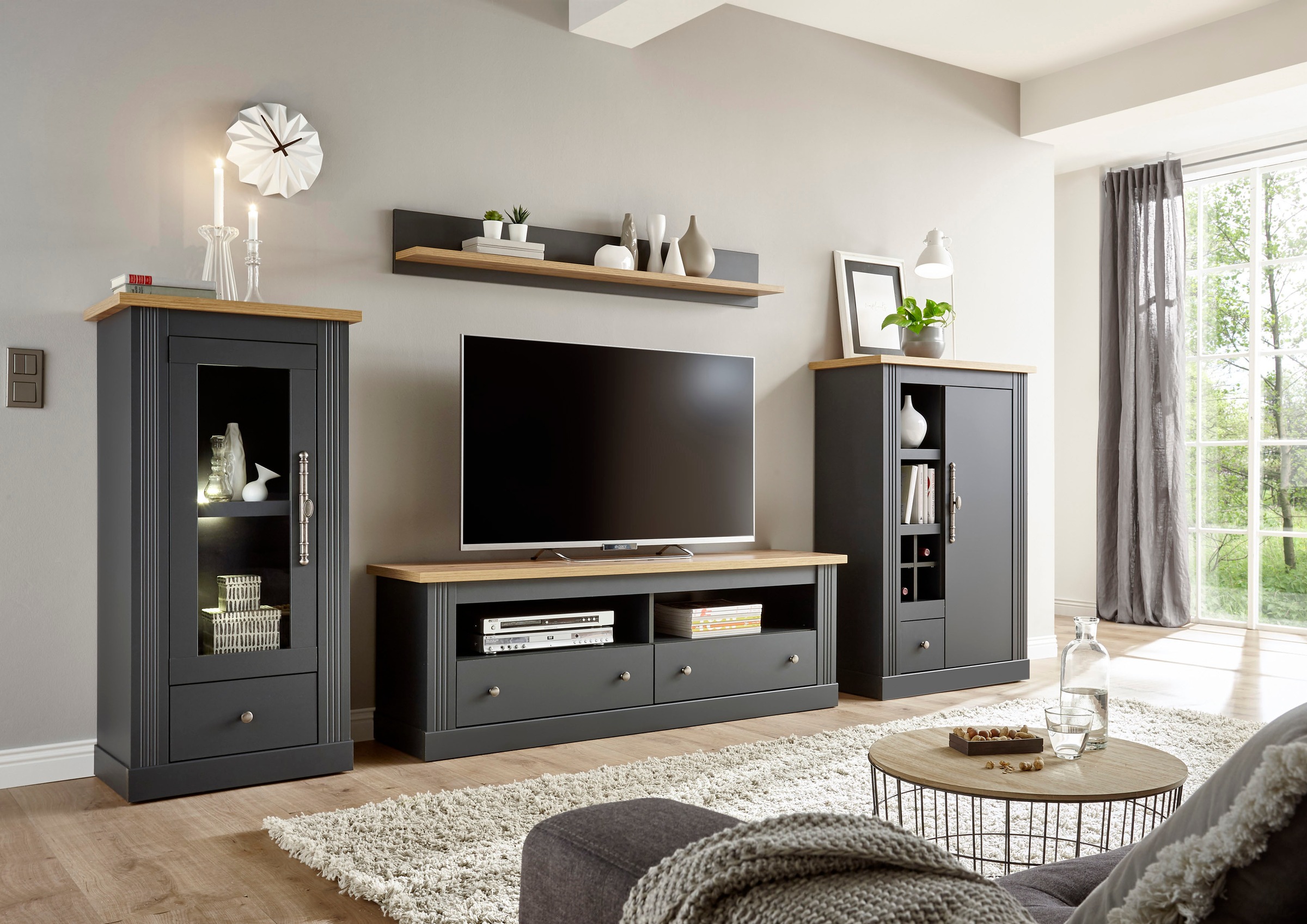 Home affaire Wohnwand "Westminster BESTSELLER" Set, Vitrine, Lowboard, Komm günstig online kaufen