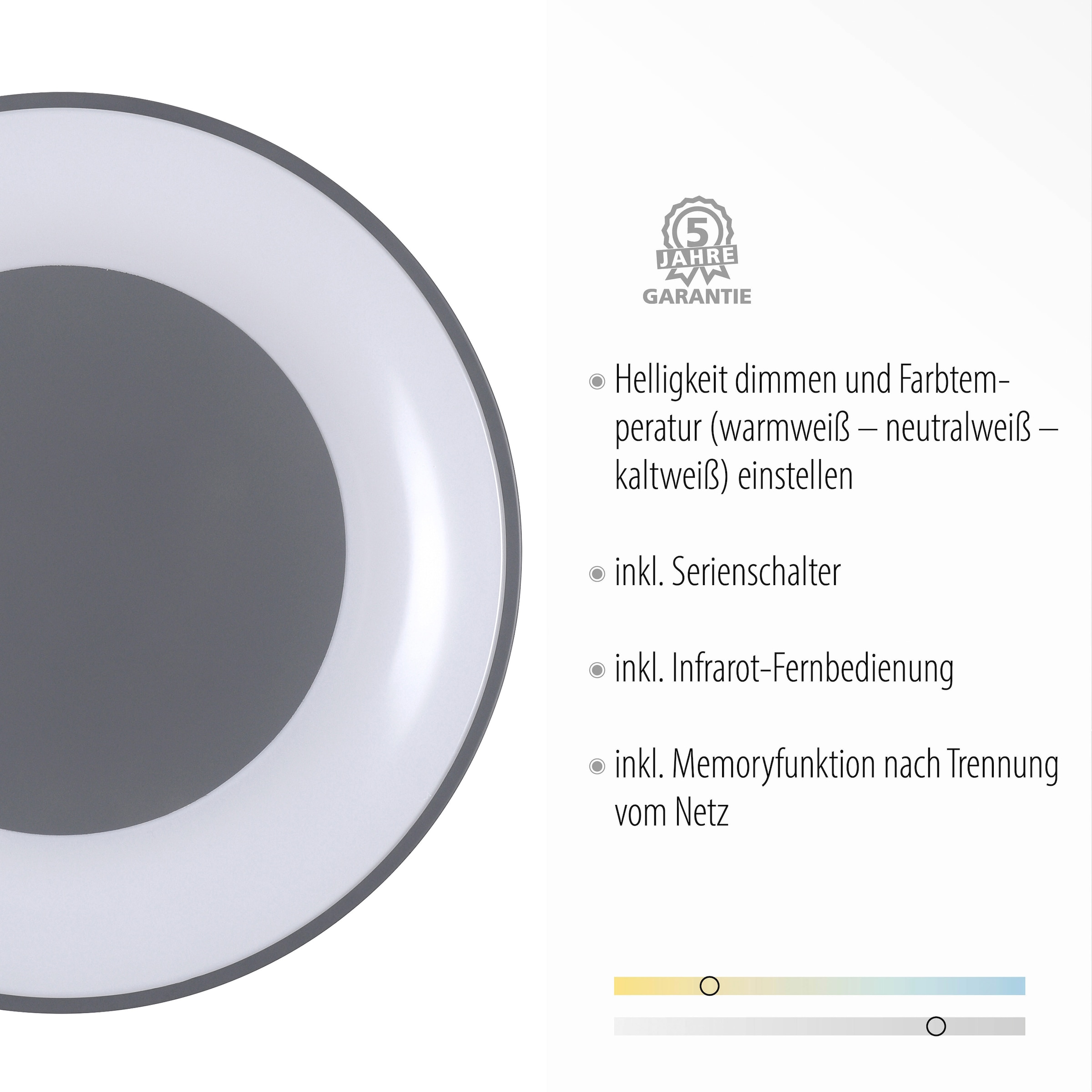 my home LED Deckenleuchte »Aidan«, 1 flammig-flammig, mit Farbtemperatursteuerung CCT 2700-5000K, inkl. Infrarotfernbed.