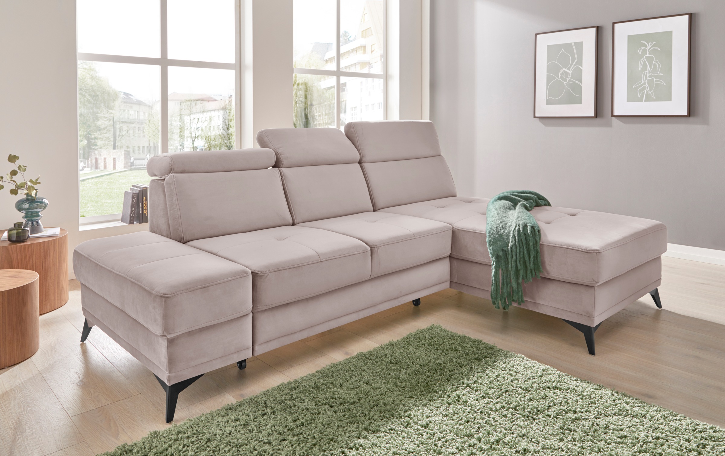 Home affaire Ecksofa "Cardiz L-Form" inkl.Kopfteilverstellung und Federkern günstig online kaufen