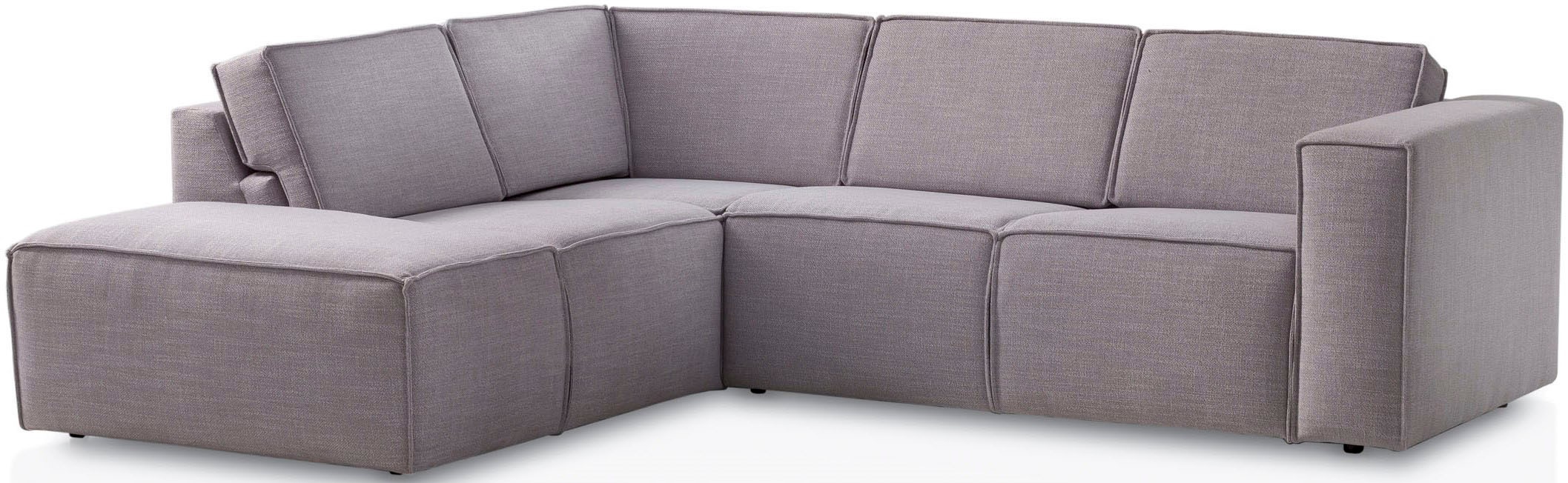 TRENDMANUFAKTUR Ecksofa »Dice mit Sitztiefenverstellung und Kaltschaumpolsterung«, hoher Sitzkomfort, aktuelle Kedernaht, L-Form