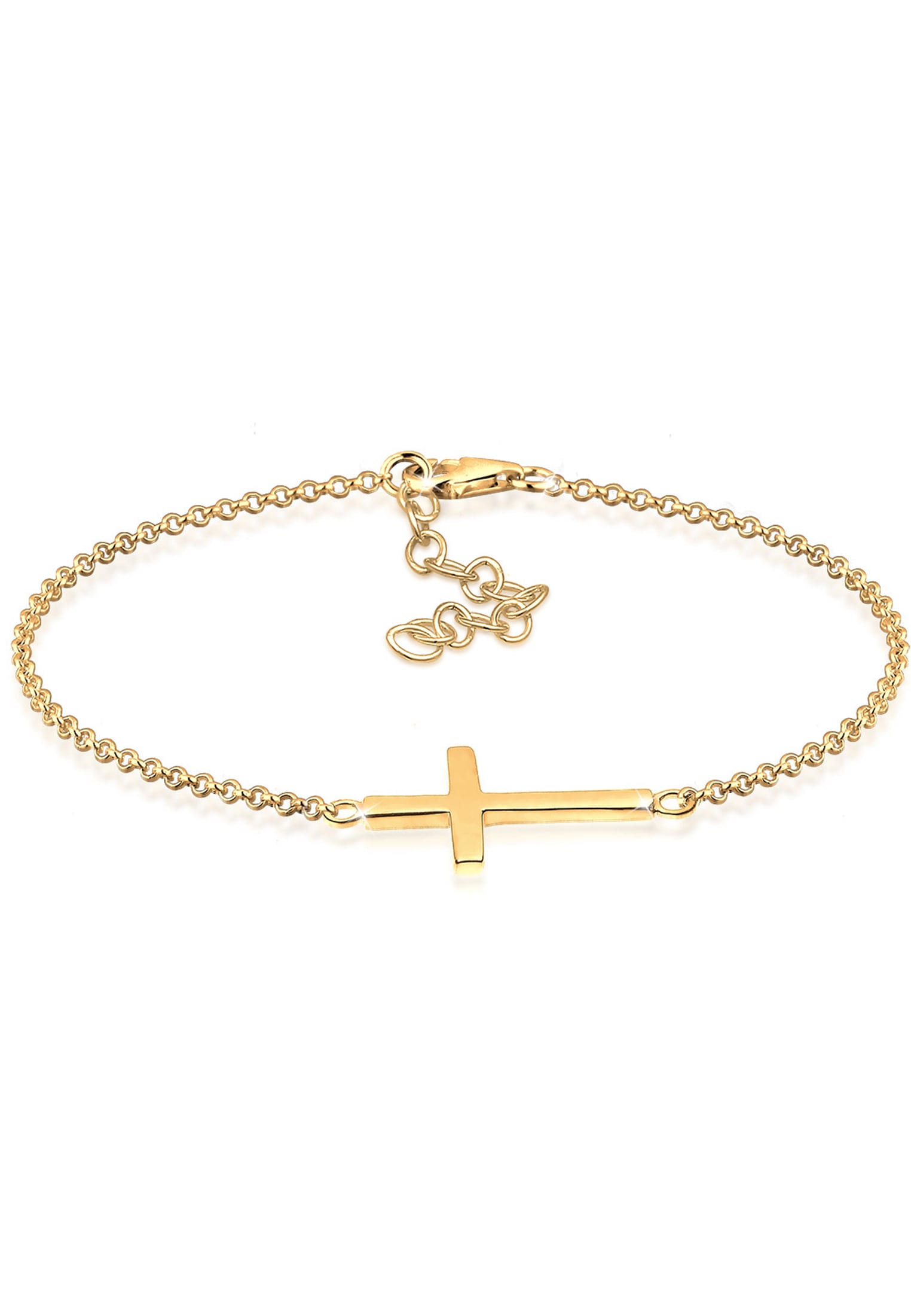 ELLI Damen Armkette "Armband Kreuz Horizontal Schlicht 925 Silber", 180, Silber 925 (Sterlingsilber), gold, Silber 925 (Sterlingsilber), Armbänder
