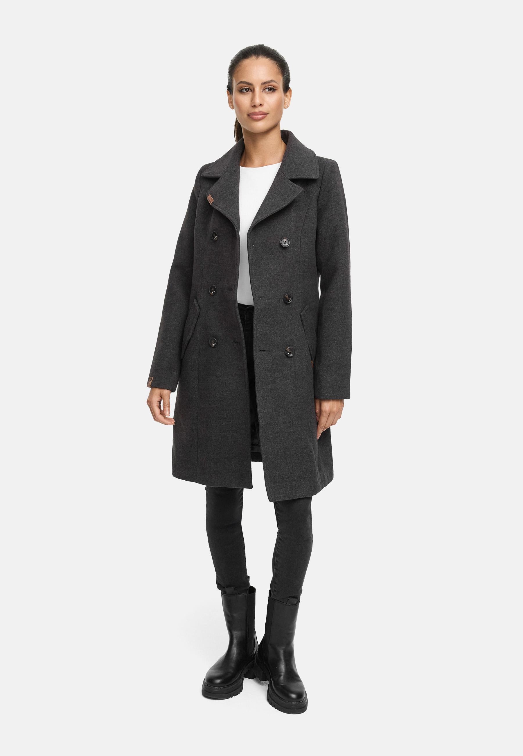Marikoo Wollmantel »Nanakoo«, edler Damen Trenchcoat in Woll-Optik