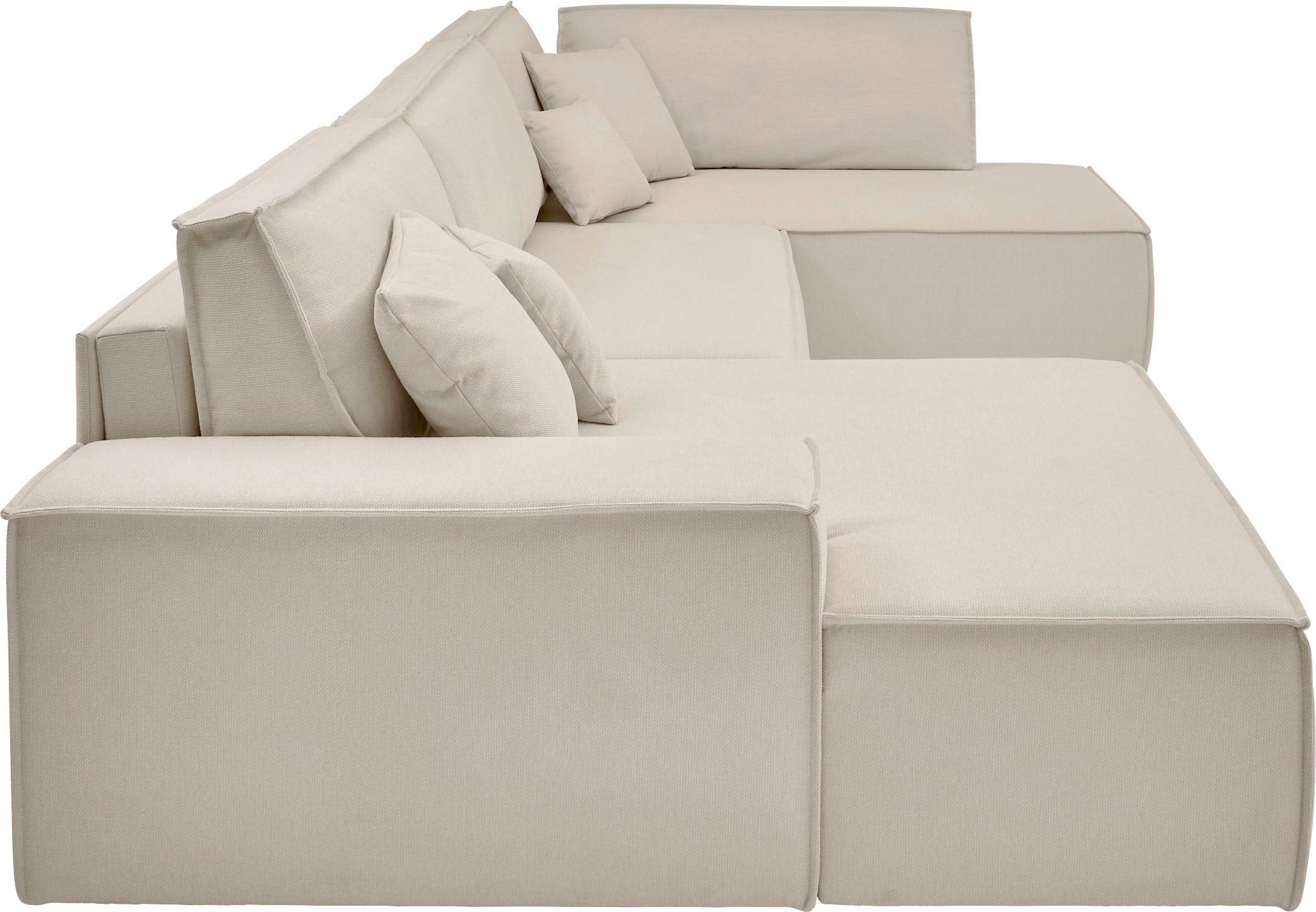 andas Wohnlandschaft »FINNLEY U-Form XXL 329 cm, Schlafsofa, Schlaffunktion m. Bettkasten«, (194/139 cm), Bouclé, Struktur und Cord