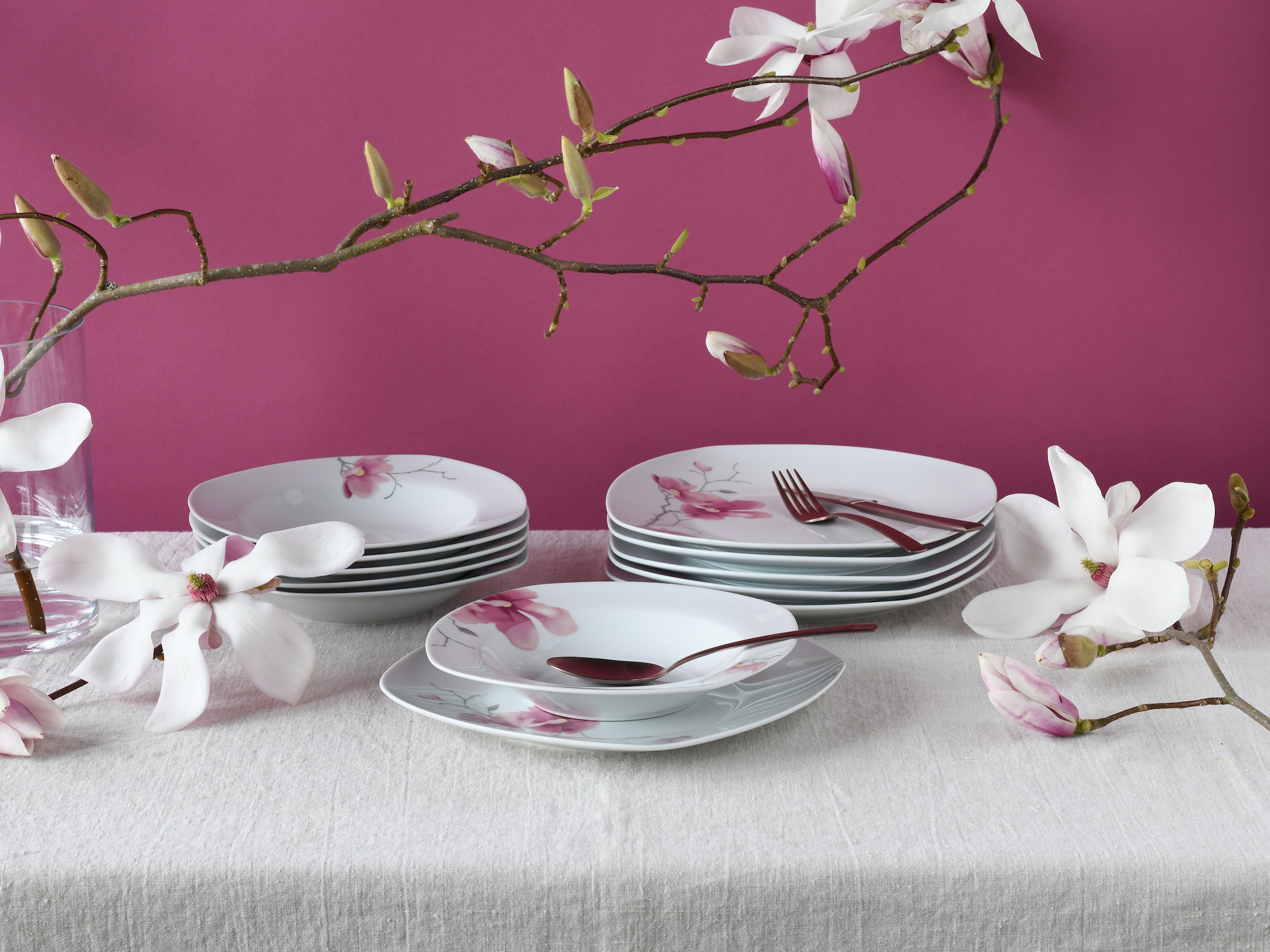 CreaTable Tafelservice »Amelie Aiko, Tafel-Service 12-tlg«, (Set, 12 tlg.), Blumendekor