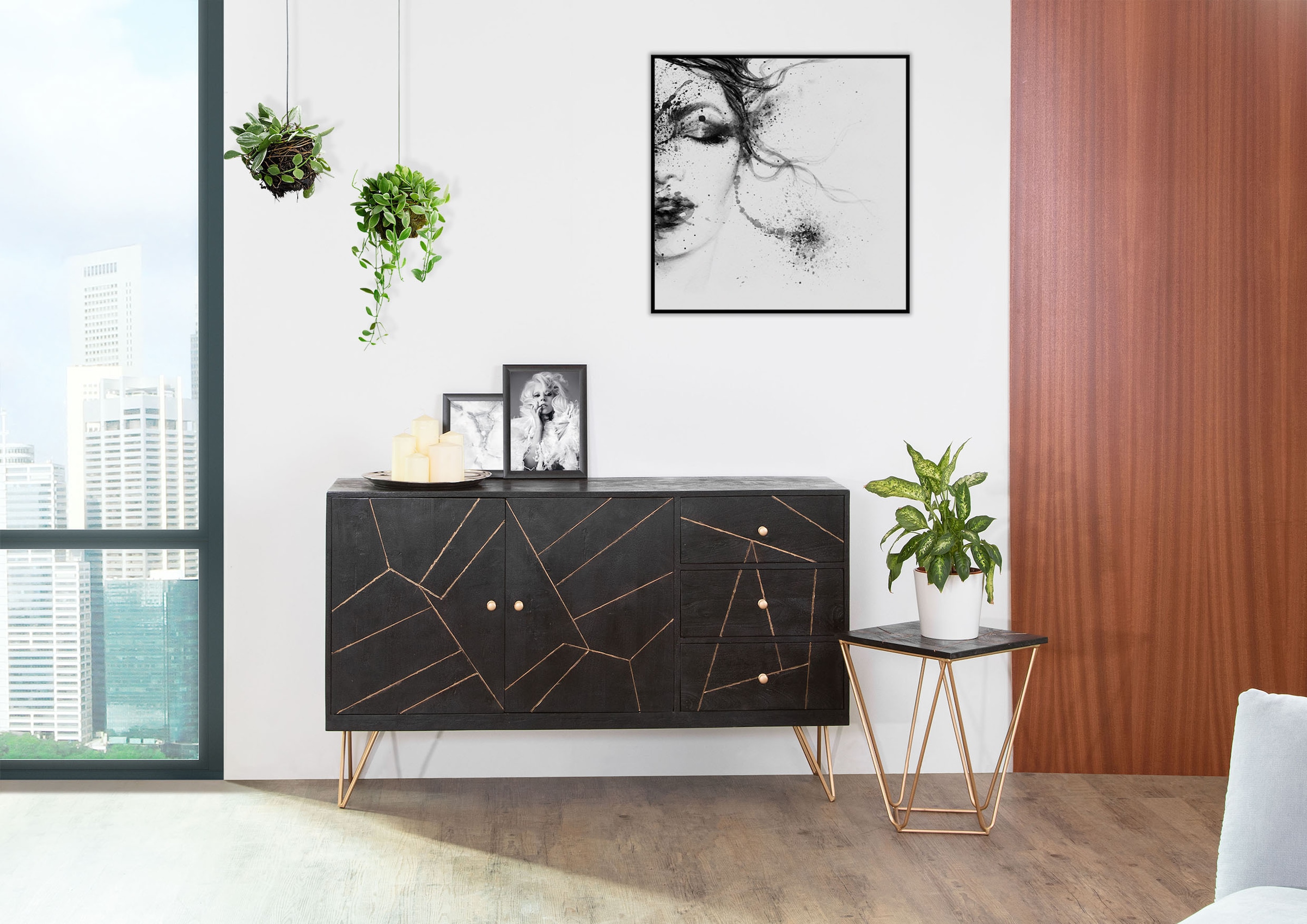 Gutmann Factory Sideboard, Kommode mit modernen Haarnadel Beinen, Breite 145 cm