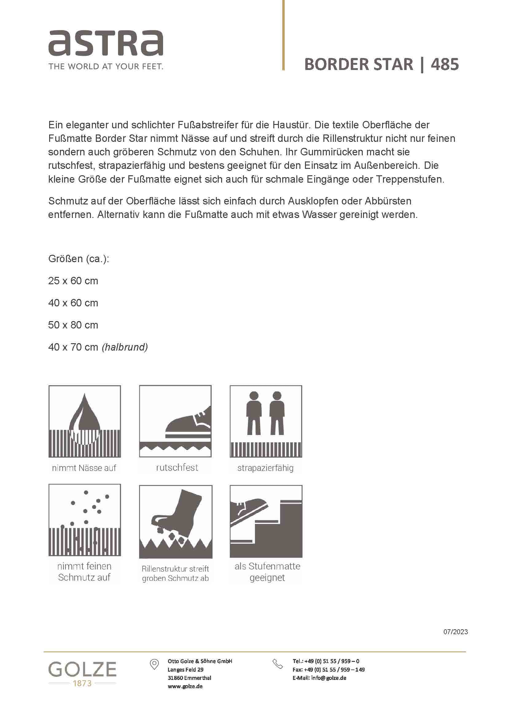 ASTRA Fußmatte »Border Star 2« rechteckig 8 mm Höhe Schmutzfangmatte, In -und Outdoor geeignet