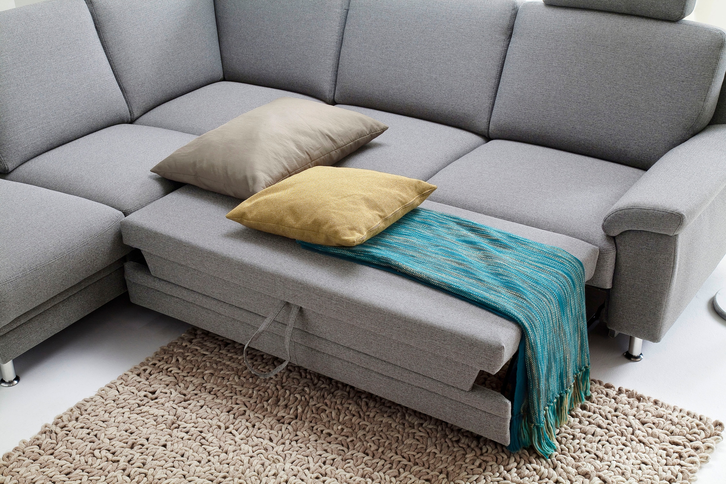 3C Carina Ecksofa »Korfu L-Form«, incl.- 1 Kopfstütze, wahlweise mit Schlafunktion und Stauraum