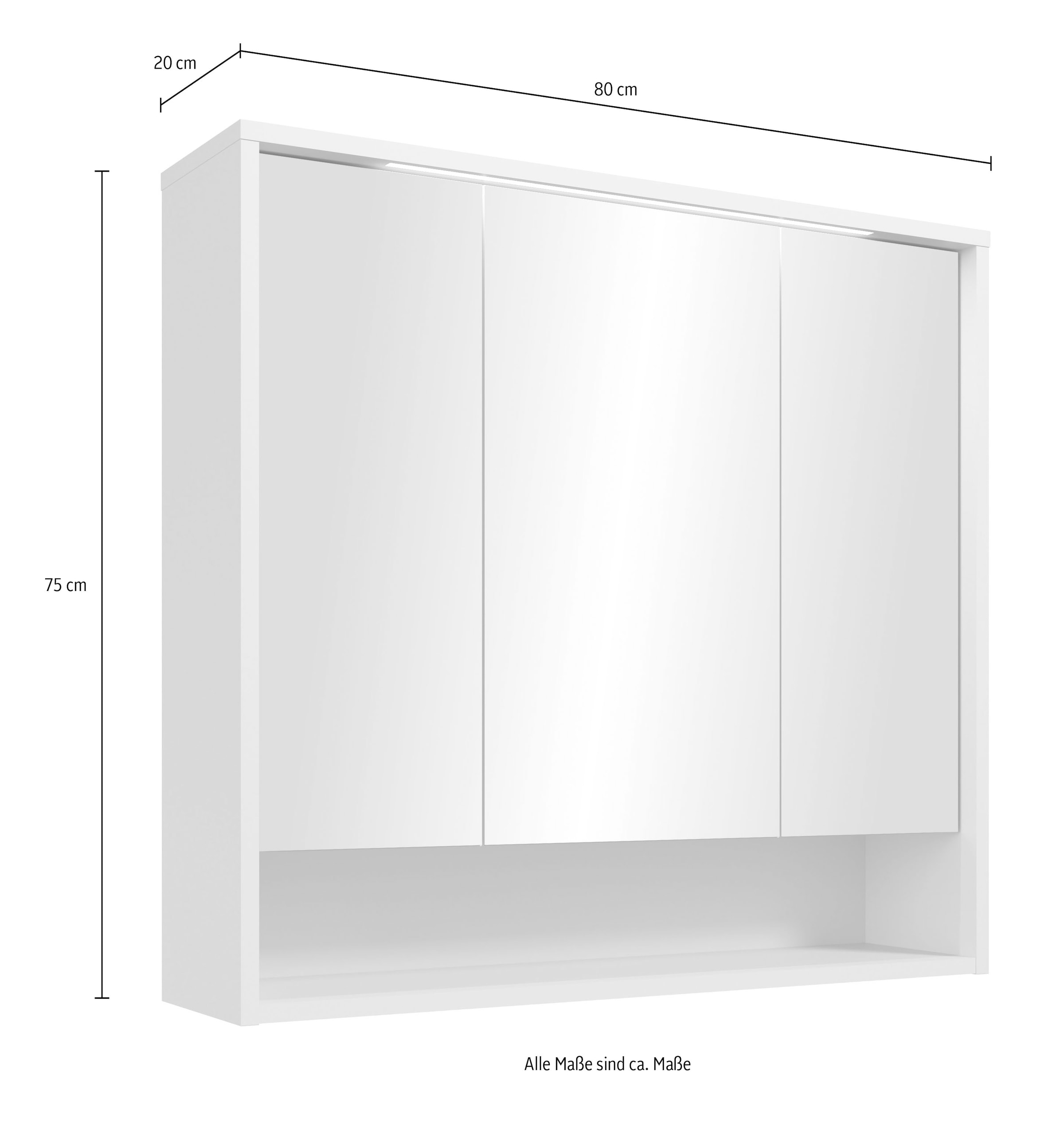 BASIC by Balculina Spiegelschrank »Lucera BxHxT 80x75x20 cm« 1 Stk. tlg. Breite 80cm, LED-Beleuchtung kaltweiß