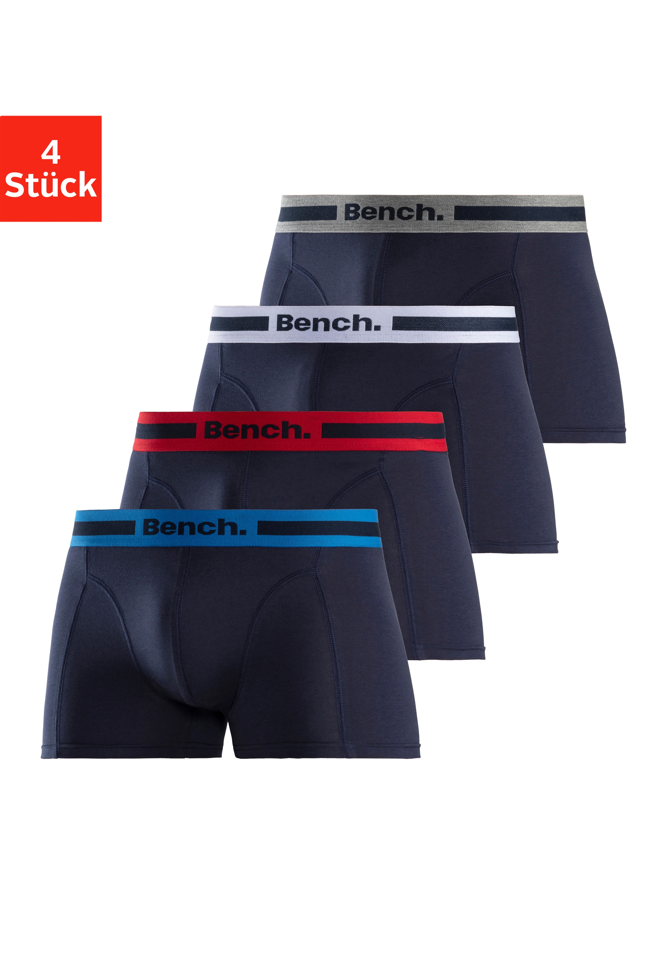 Bench. Boxer "Boxershorts für Herren" Packung, 4 Stk. Unterhosen mit Overlock-Nähten vorn