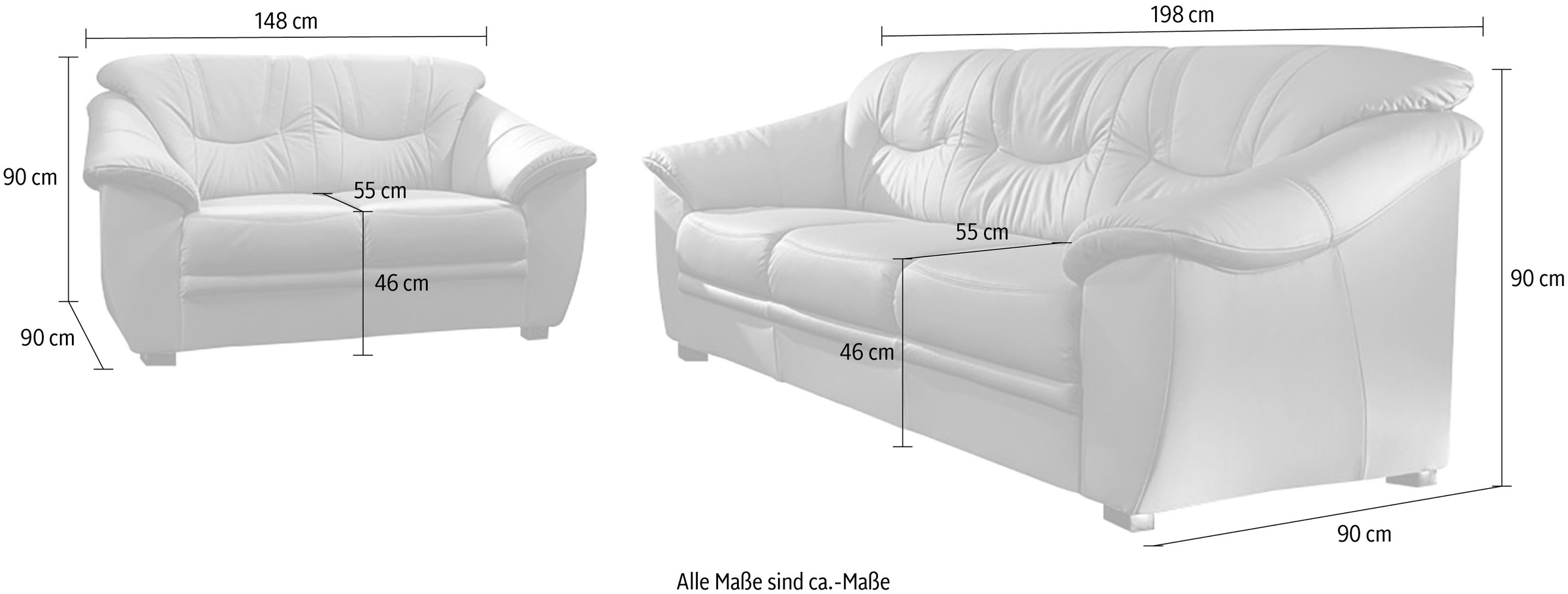 sit&more Polstergarnitur »Top Savona«, NaturLEDER® (2-tlg), bestehend aus je einem 2- und 3-Sitzer, Federkern