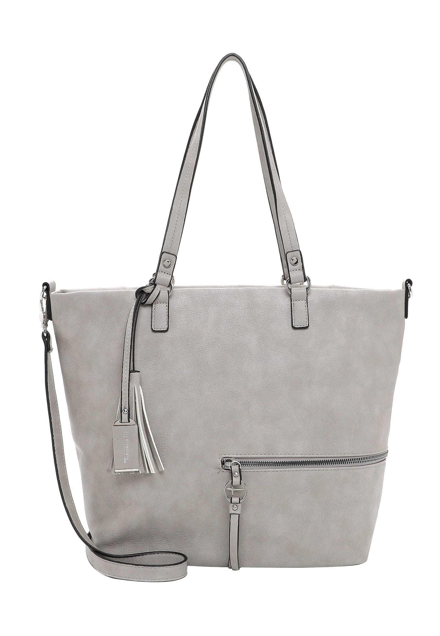 Shopper TAMARIS "Shopper TAS Nele", Damen, Gr. B/H/T: 43cm x 32cm x 16cm 0, grau (lightgrau 810), Polyurethan, Taschen Shopper