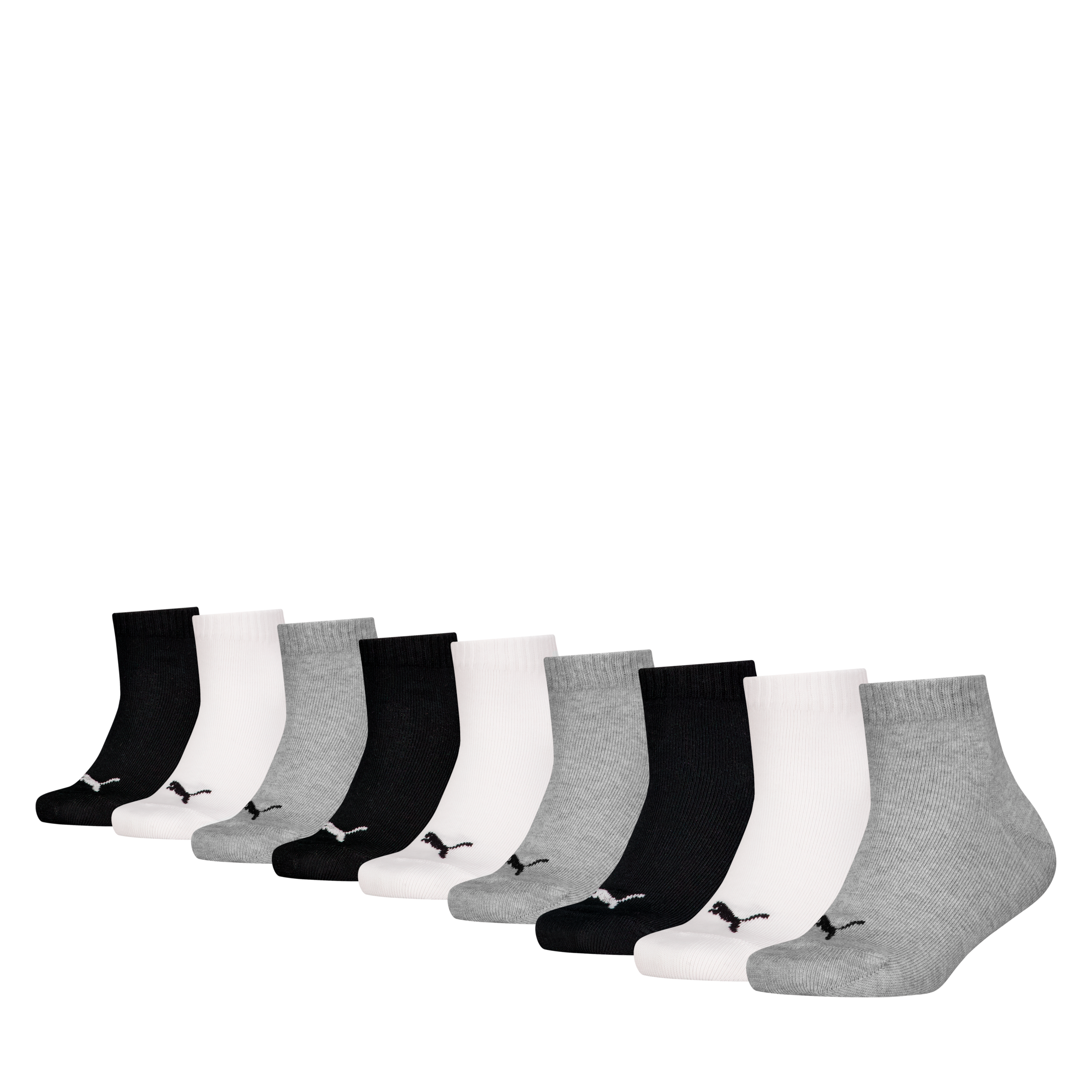 Puma Kurzsocken "Puma Kids Plain Quarter 9P" 9 Paar, Mit Rutschfestem Bund