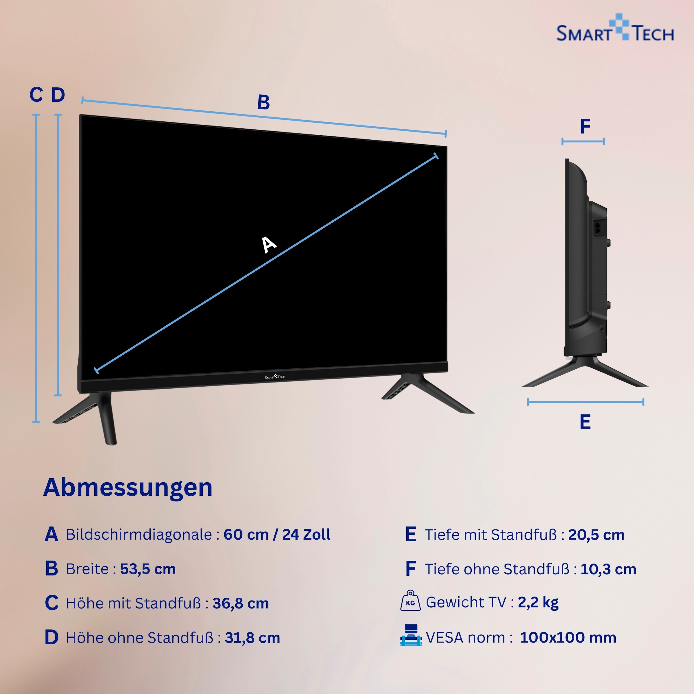 Smart Tech LED-Fernseher »24HH01V« 60 cm/24 ″ HD ready Smart-TV