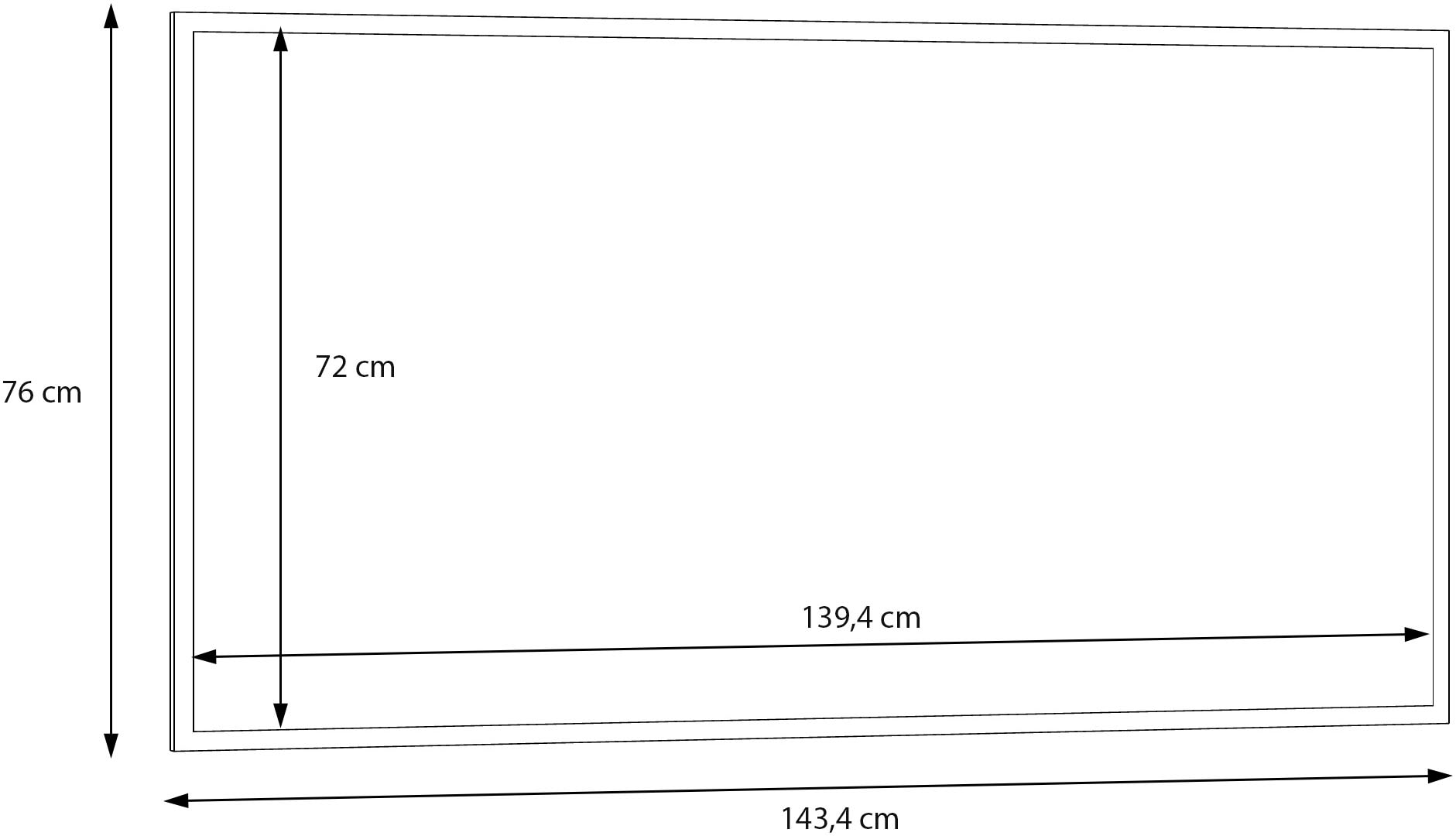 FORTE Garderobenspiegel B/H/T 143,4/76/1,8 cm, Wandmontage