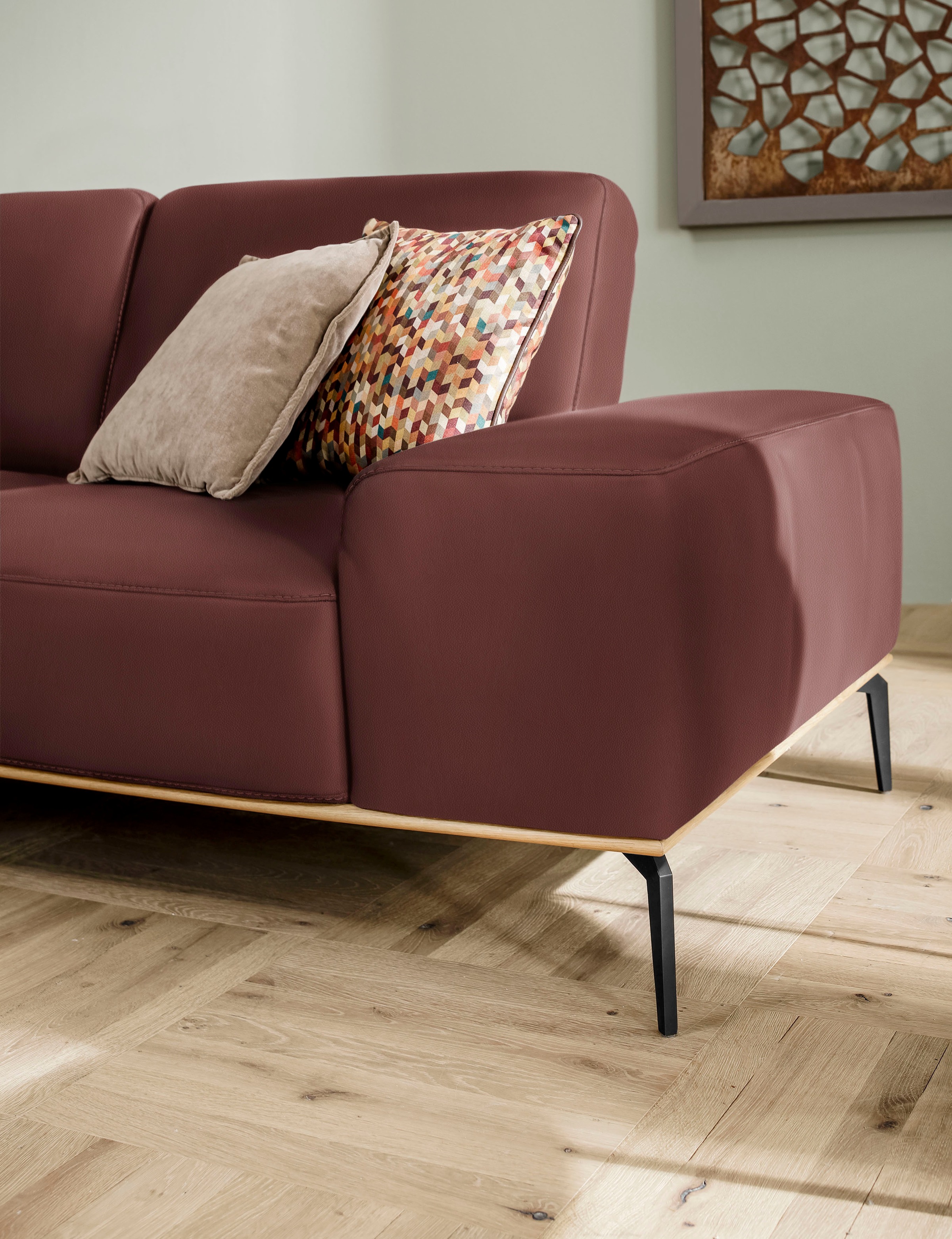 W.SCHILLIG Ecksofa »run, Designsofa mit tollem Sitzkomfort, bequem, L-Form«, mit Holzsockel, Füße in Schwarz pulverbeschichtet, Breite 299 cm