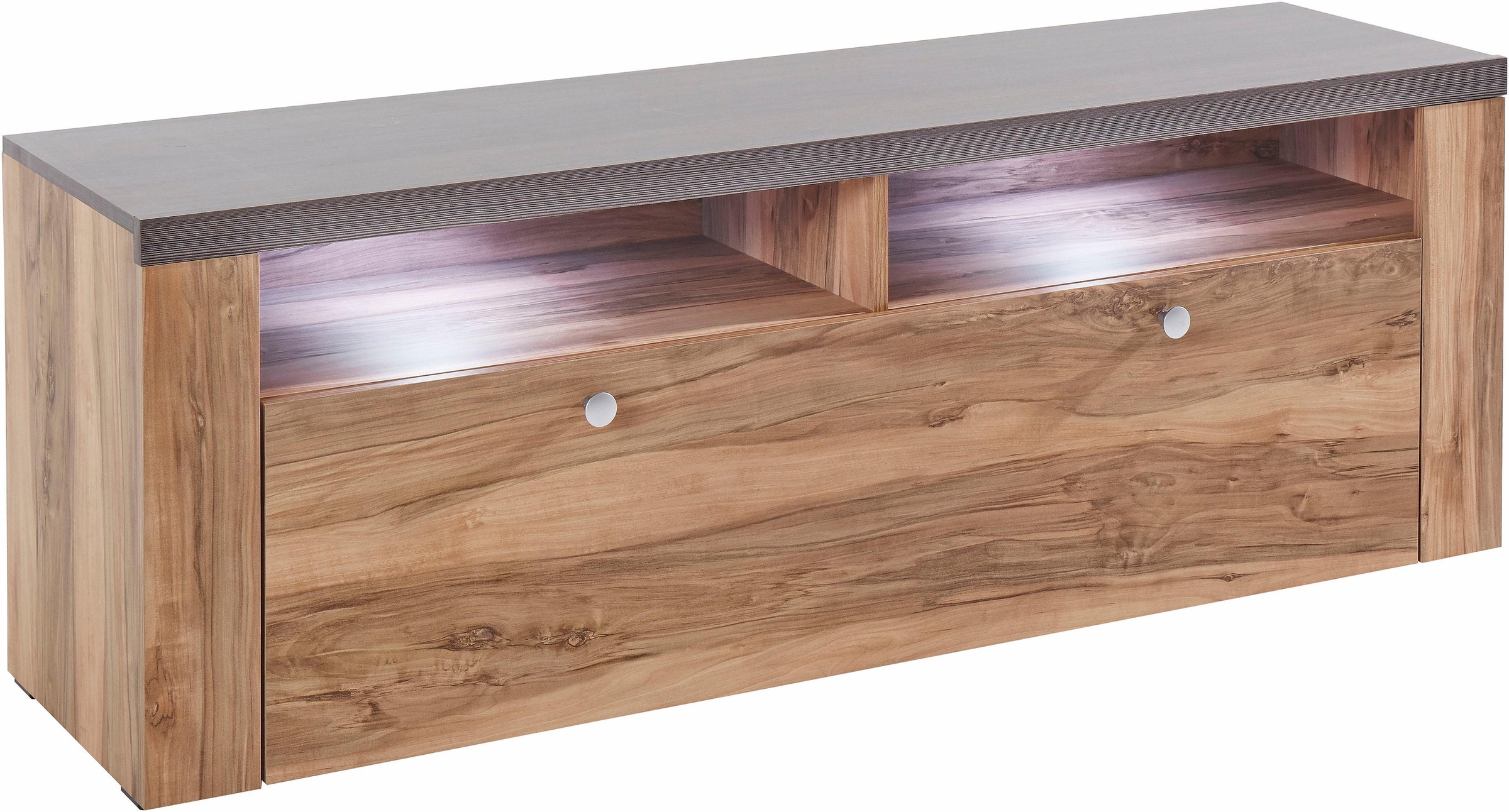 OTTO home Lowboard "Larona, zeitloses TV Board mit 1 Klappe und 2 offenen Fächern" Breite 140 cm, Fernsehbank, viel Stauraum, dekorative Rahmenoptik