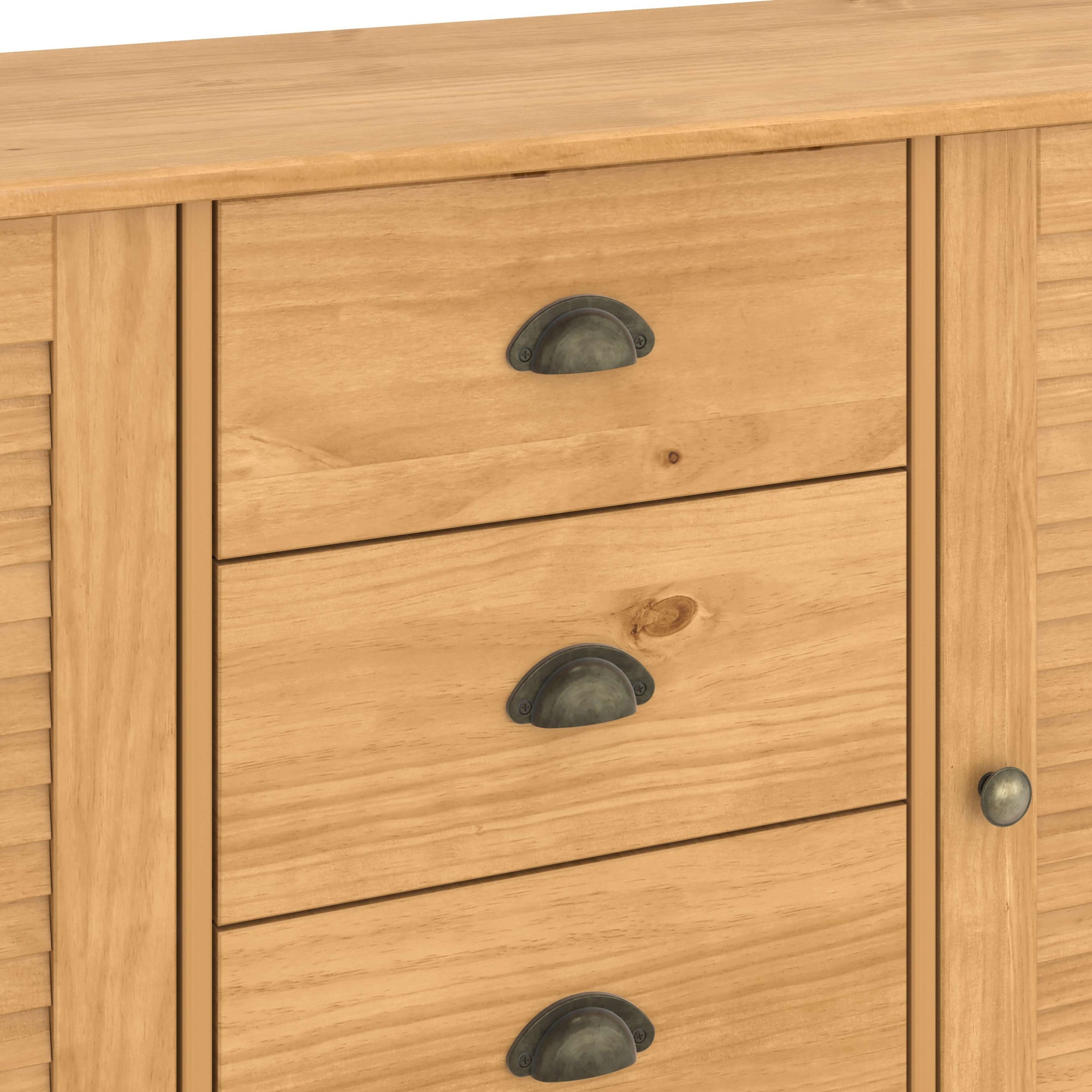 OTTO home Sideboard »Turia, mit Lamellentüren« Kommode aus massivem Kiefernholz, FSC®, 4 Schubkasten, Breite 166 cm