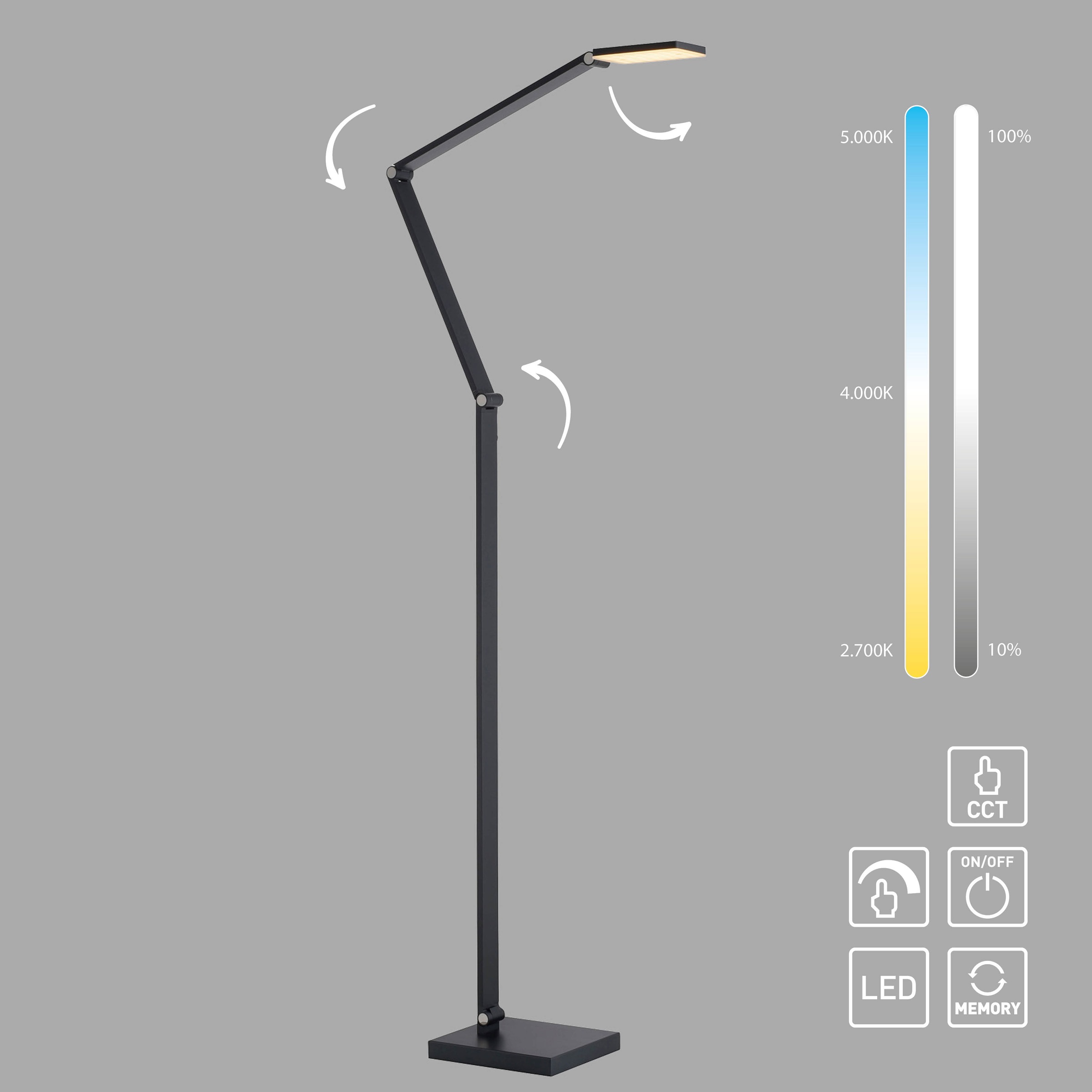 Paul Neuhaus LED Stehlampe »SAMSKY« LED-Board 1 Stk. warmweiß - kaltweiß Tastdimmer, CCT 2700-5000K, Memory, Höhenverstellbar