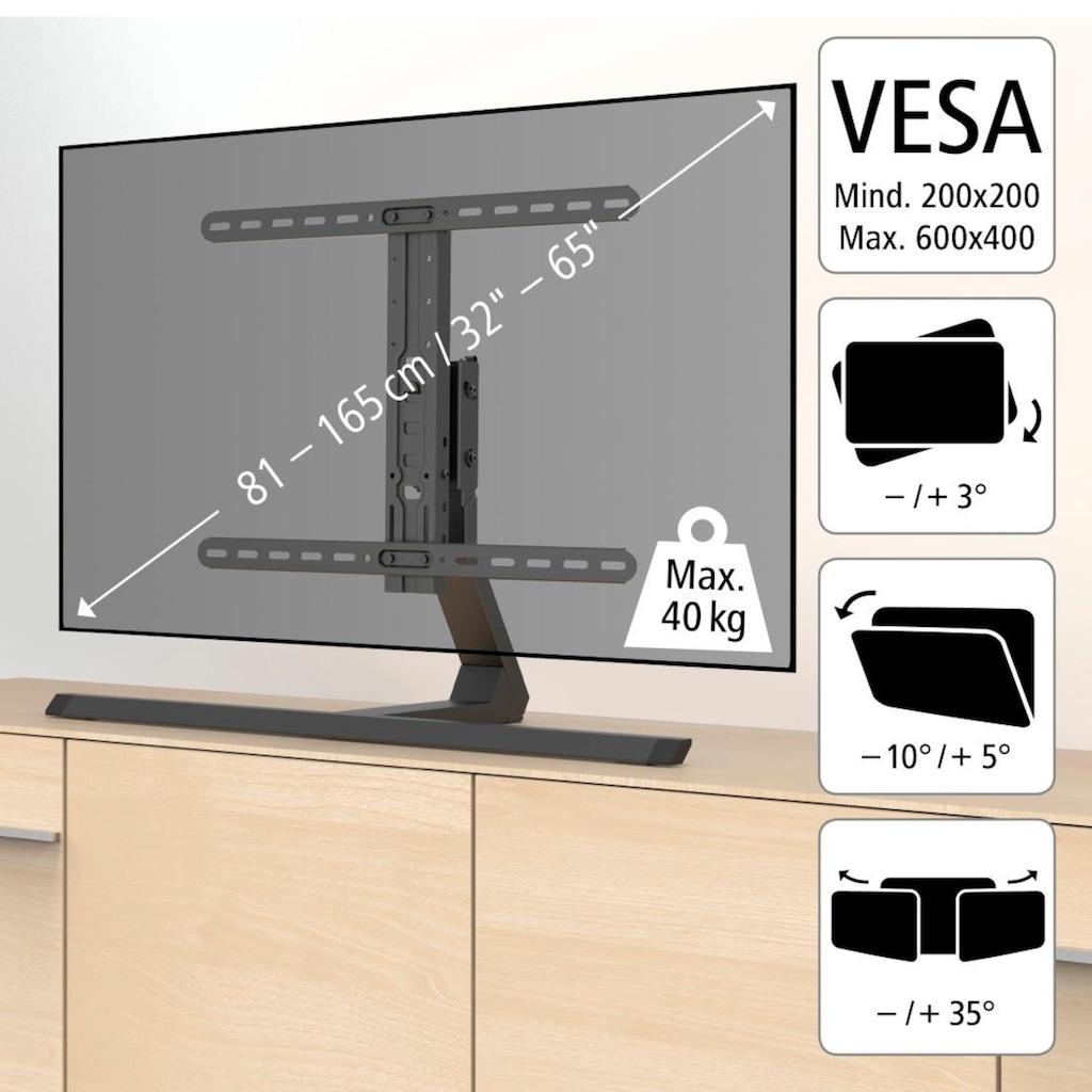 Hama TV-Standfuß »Vollbeweglicher Fernsehständer, TV Ständer bis 165cm/65Zoll Höhenverstellbarer TV-Standfuß«